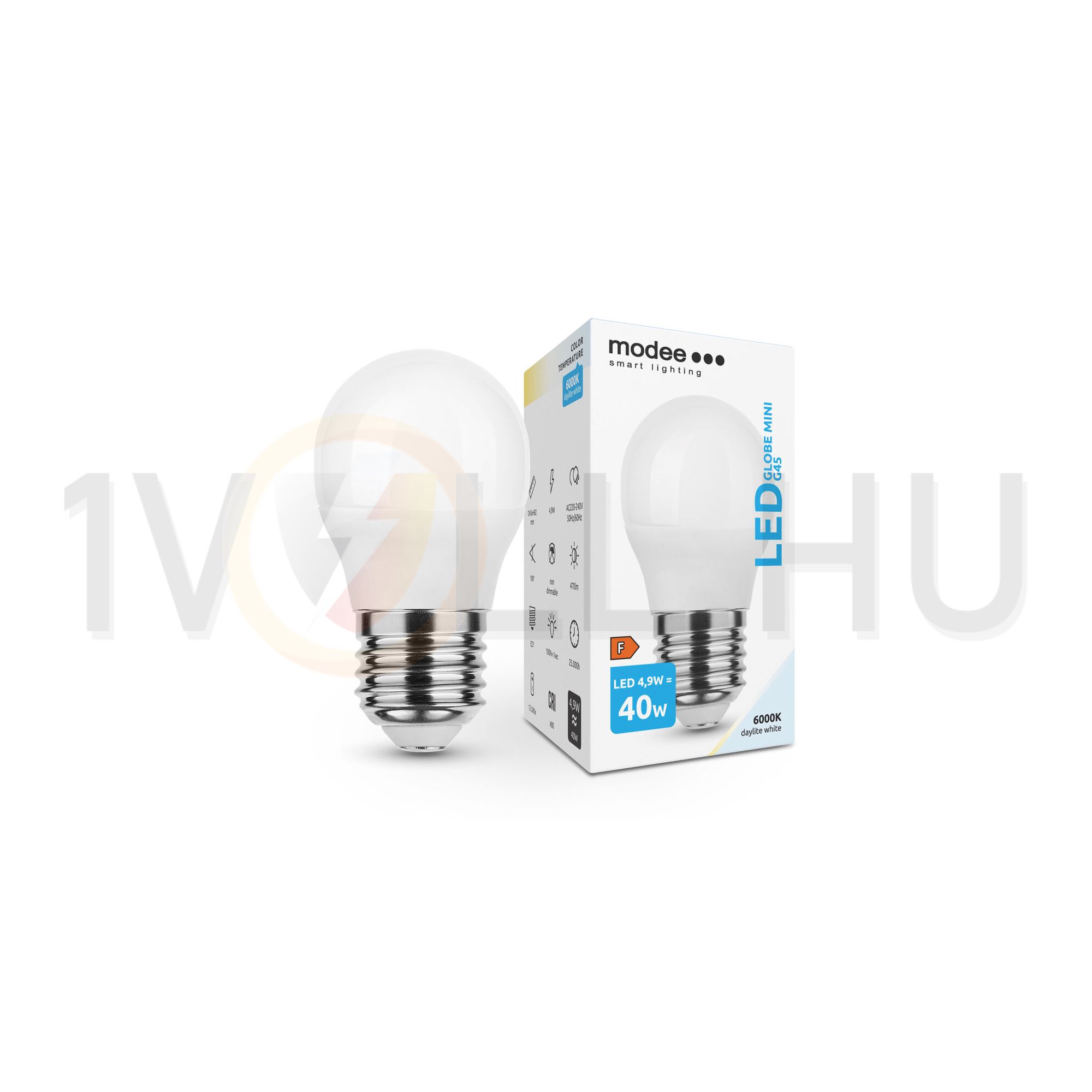LED lámpa kisgömb P48 4,9W- 40W E27 470lm 860 220-240V AC 25000h 180° 6000K Modee - ML-G456000K4,9WE27