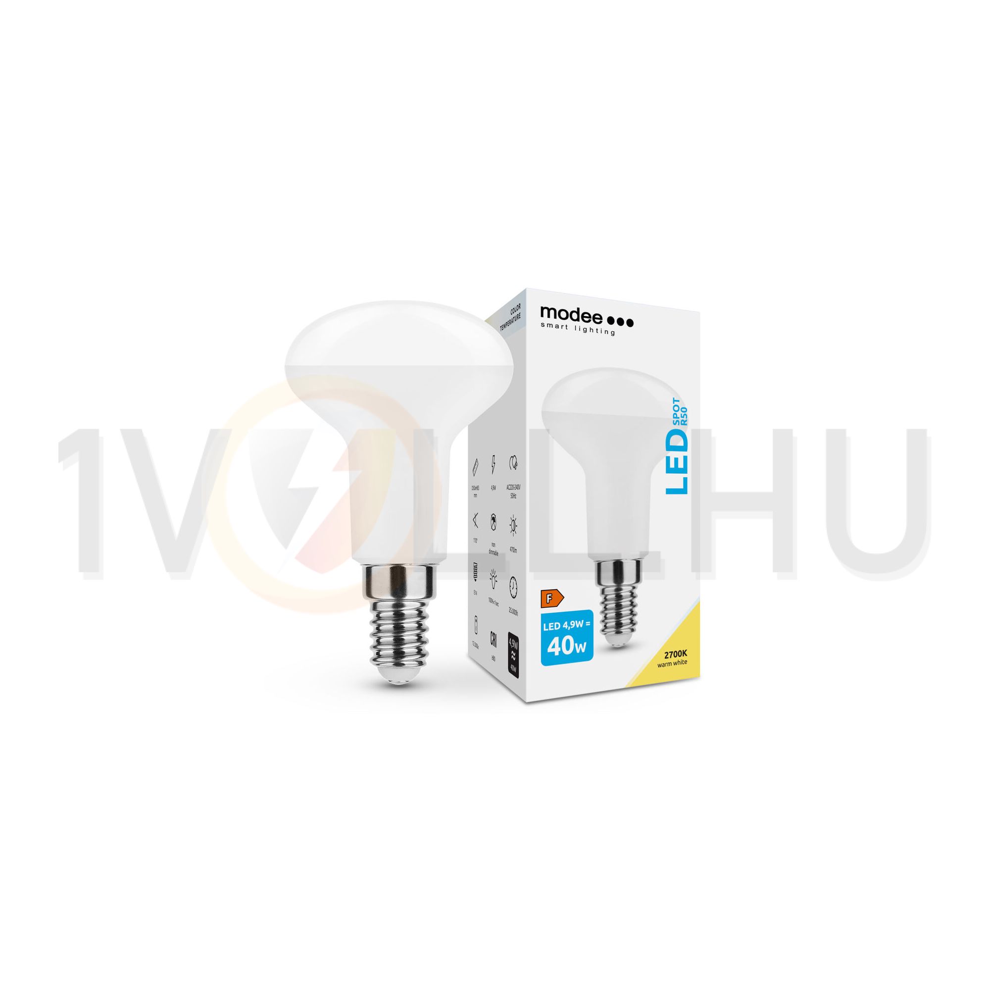 LED lámpa R50 tükrös 4,9W- 40W E14 470lm 827 220-240V AC 25000h 110° 2700K A-series Modee - ML-R502700K4,9WE14A
