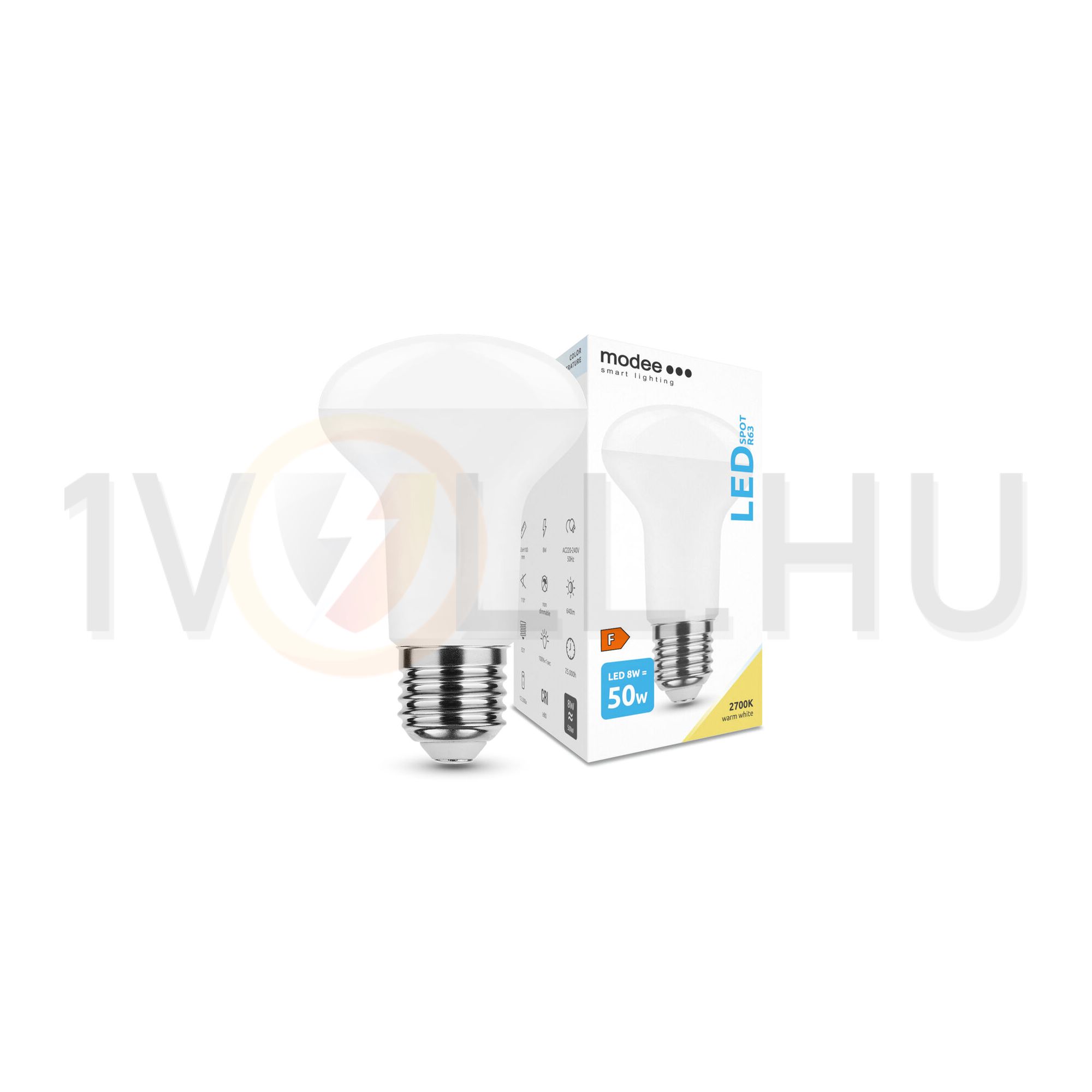 LED lámpa R63 tükrös 8W- 50W E27 640lm 827 220-240V AC 25000h 110° 2700K A-series Modee - ML-R632700K8WE27A