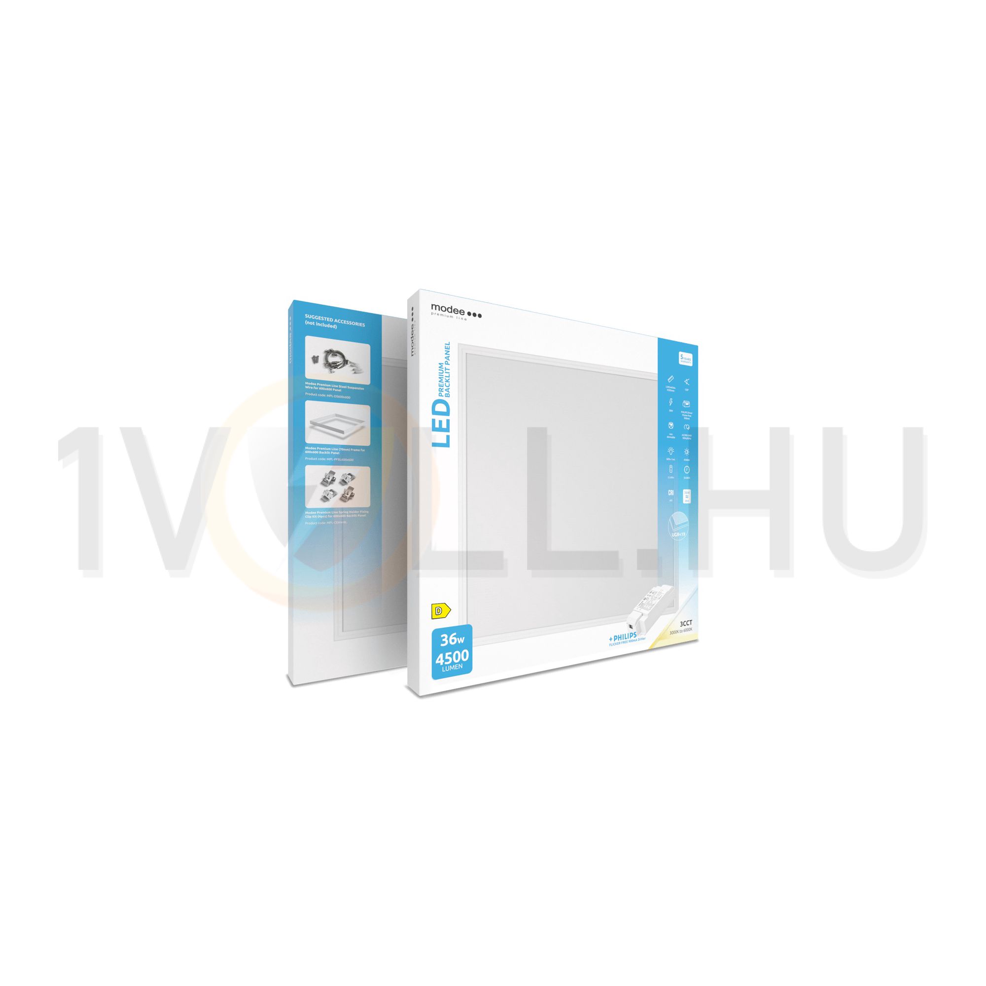 LED panel UGR19 BackLit 3CCT süllyesztett 1x 36W 220-240V AC 4500lm 3000-6000K IP20 50000h Modee - MPL-BP5953CCT36W125UGR