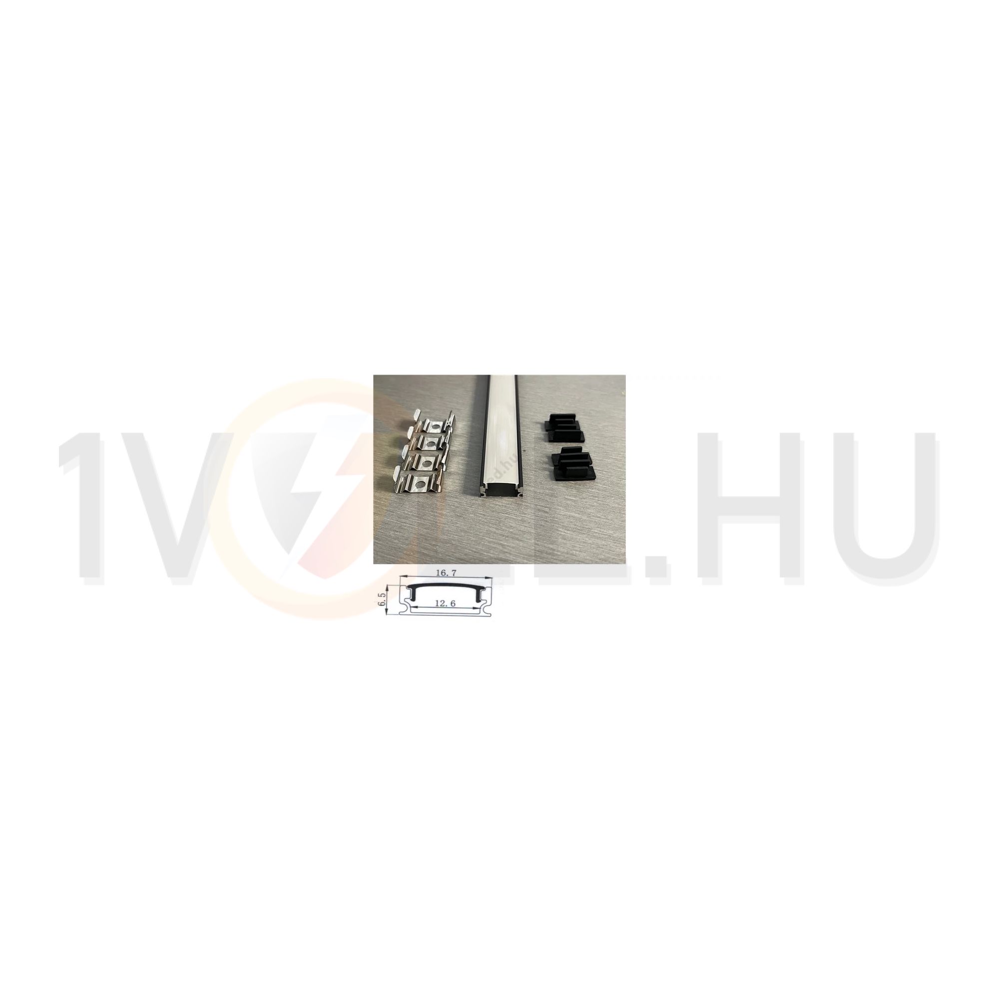 LED szalag profil készlet FEKETE alu +műanyag opál fedél 2000mm Clearled - CLS67612B