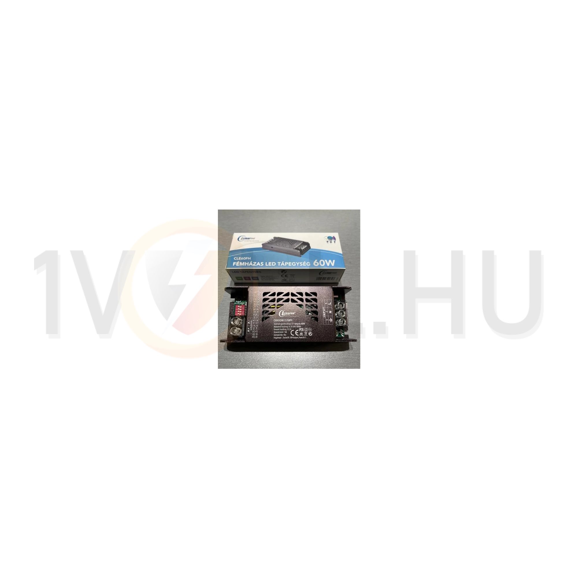 LED tápegység kapcs.üzem stabilizált DIP DIM szerelhető 60W 12V 5000mA fém tokozás-ház Clearled - CLE60FH