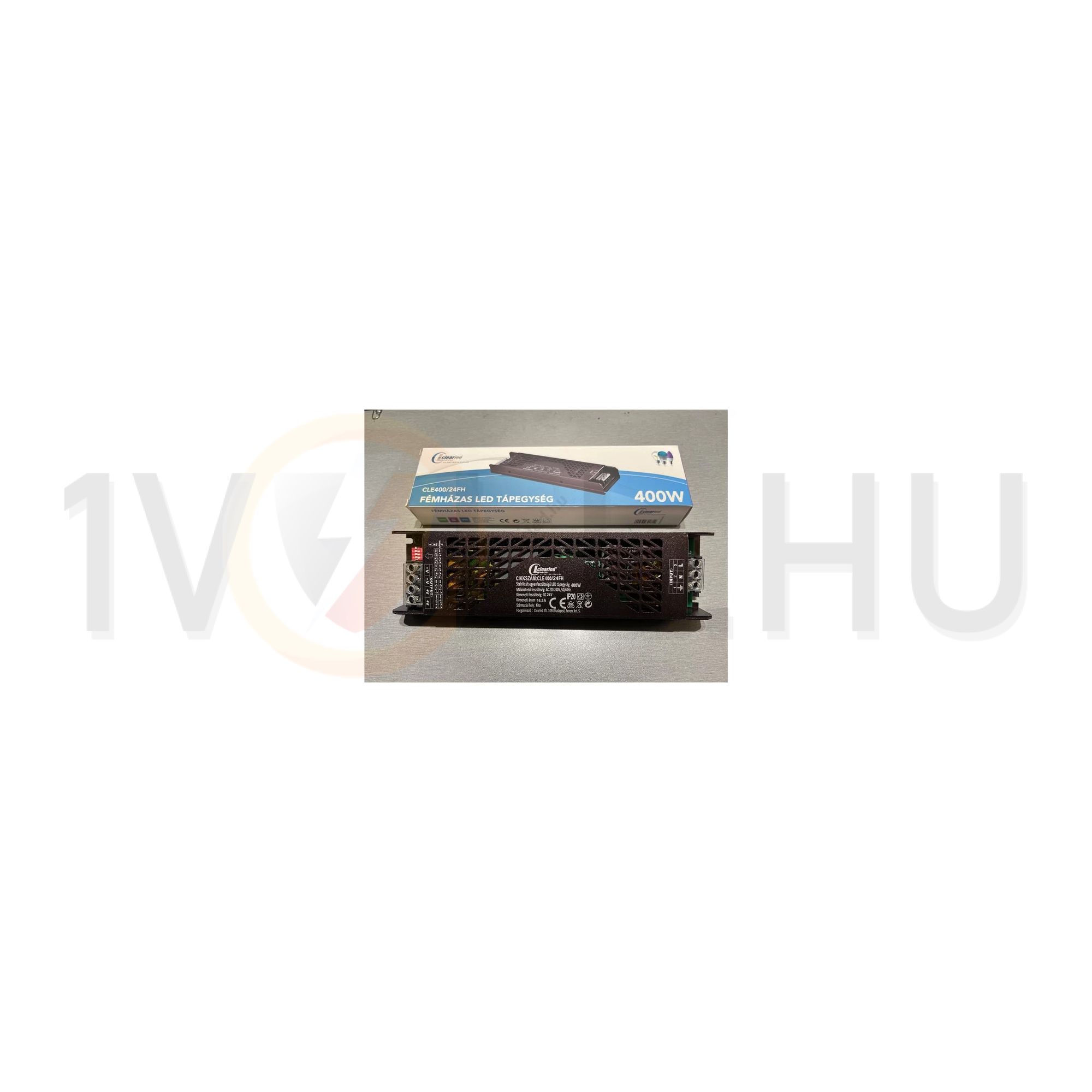 LED tápegység kapcs.üzem stabilizált szerelhető 400W 24V 33330mA fém tokozás-ház IP20 Clearled - CLE40024