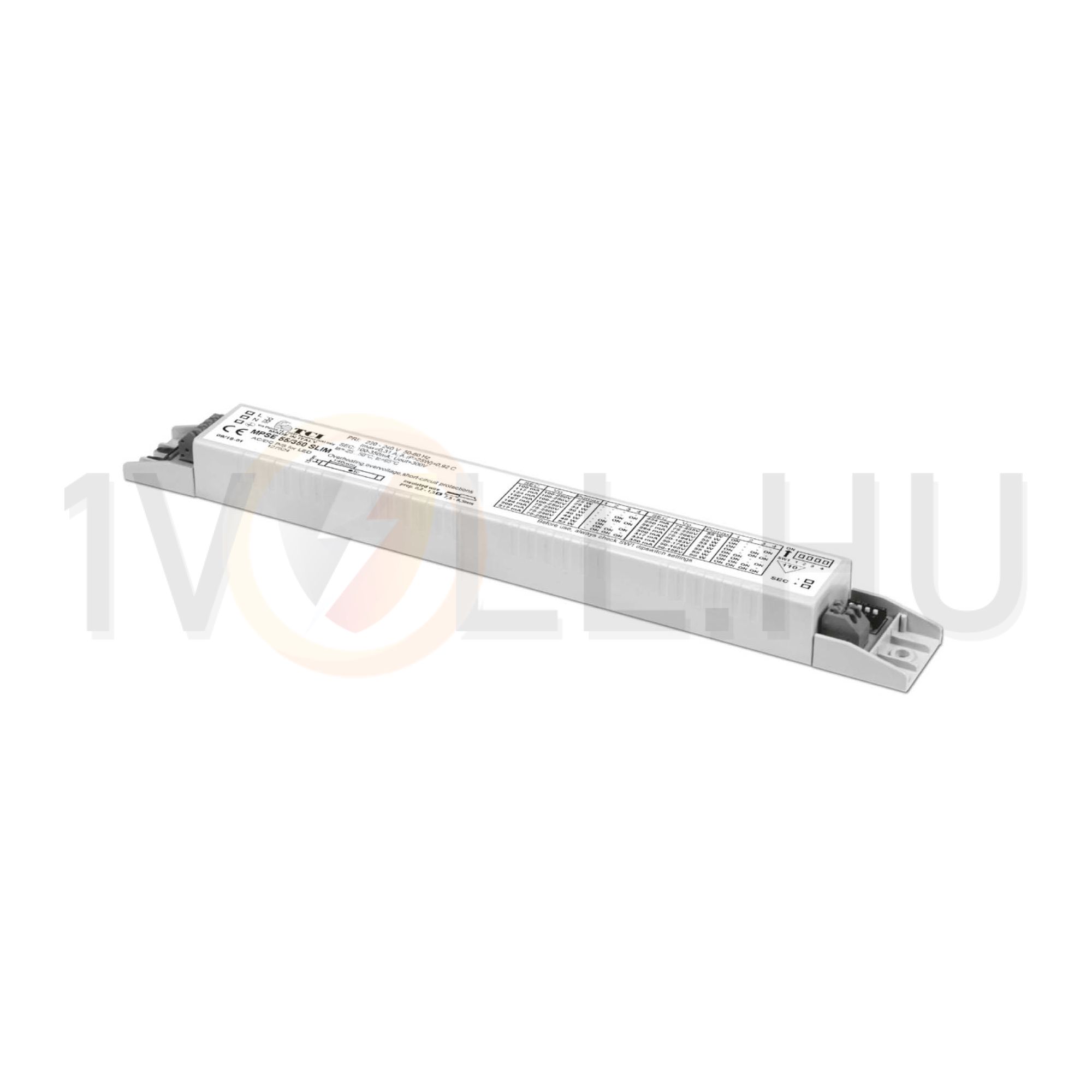 LED előtét DIP-kapcsolós állandó áramú 6-40W 20-120V 200-350mA IP20 MPSE 40/350 SLIM TCI - 127527