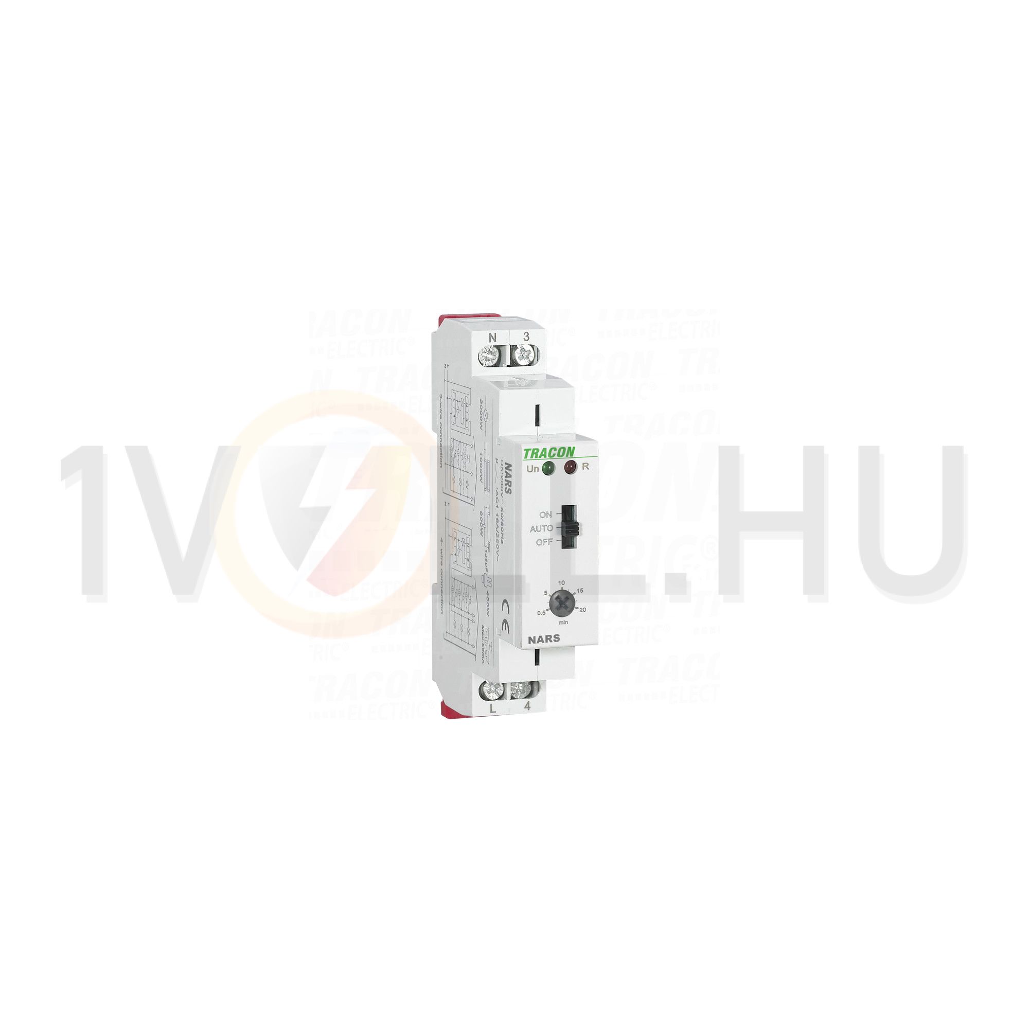 Lépcsőházi automata sorolható elektronikus 1v 0.008-20min-időzítés 16A 195-250V AC 1M TRACON - NARS