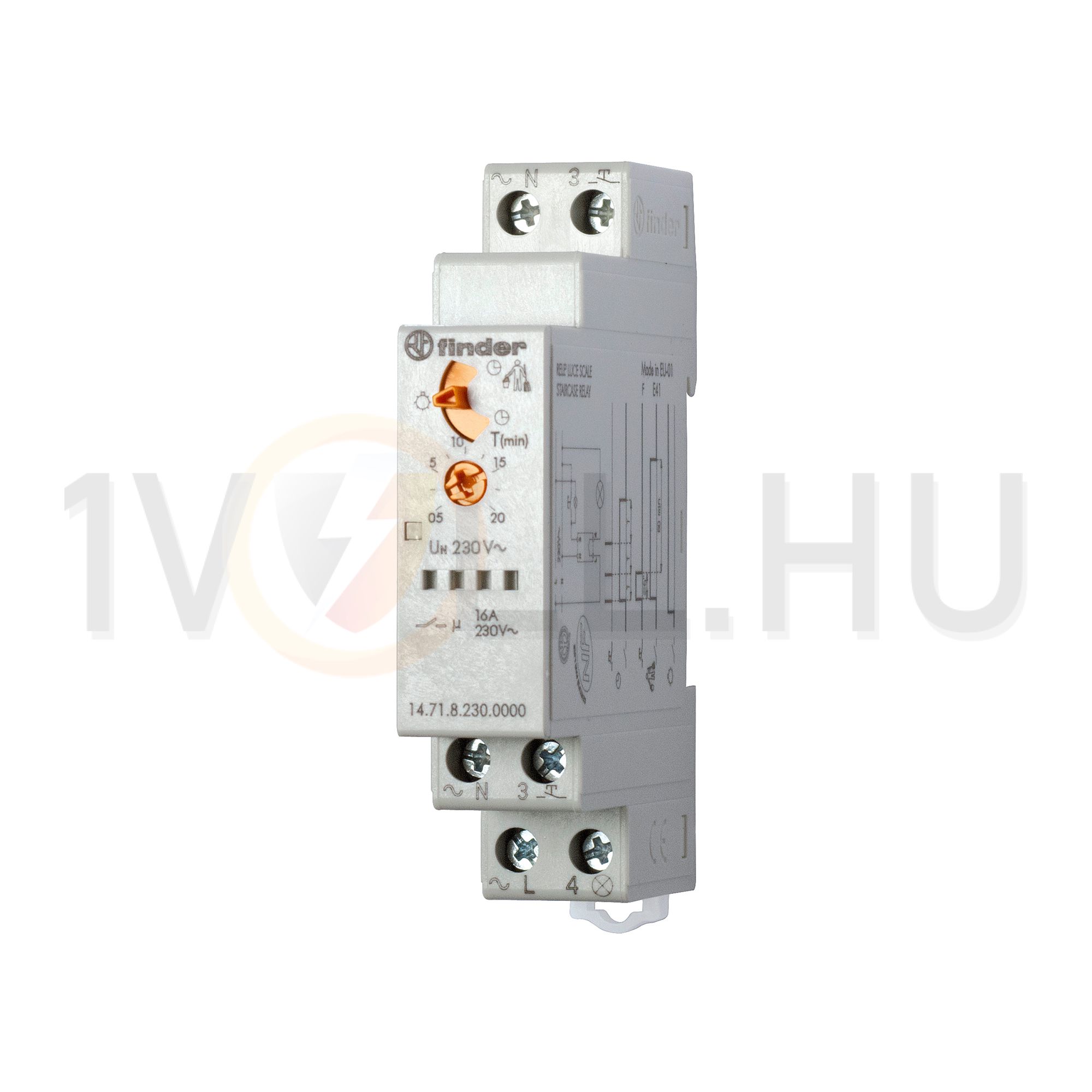 Lépcsőházi automata sorolható elektronikus 1z 0.5-20min-időzítés 16A 230V 14.71.8.230.0000 FINDER - 147182300000