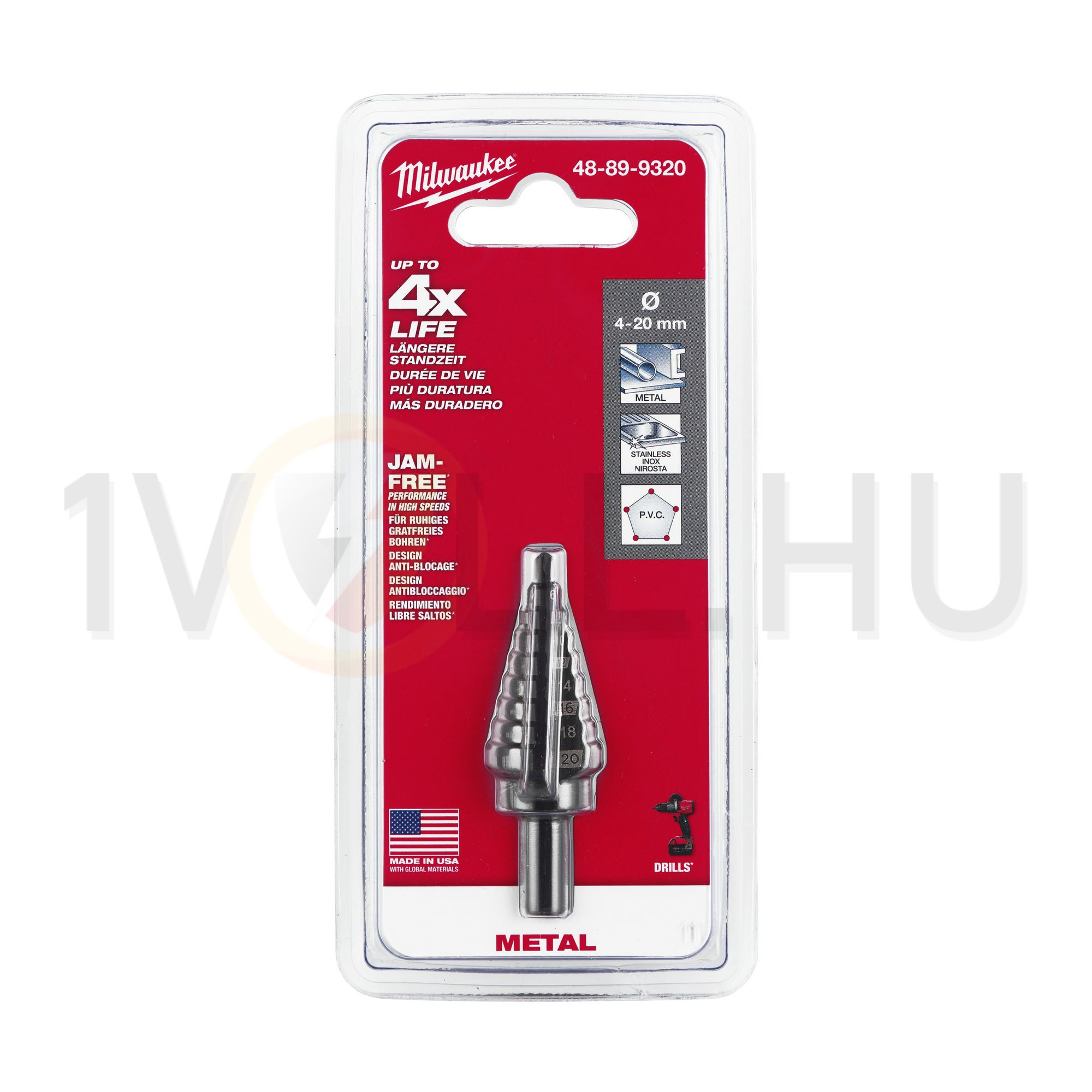 Lépcsős fúró 4mm-min. átmérő 20mm-max. átmérő 9-lépcső Milwaukee - 48899320