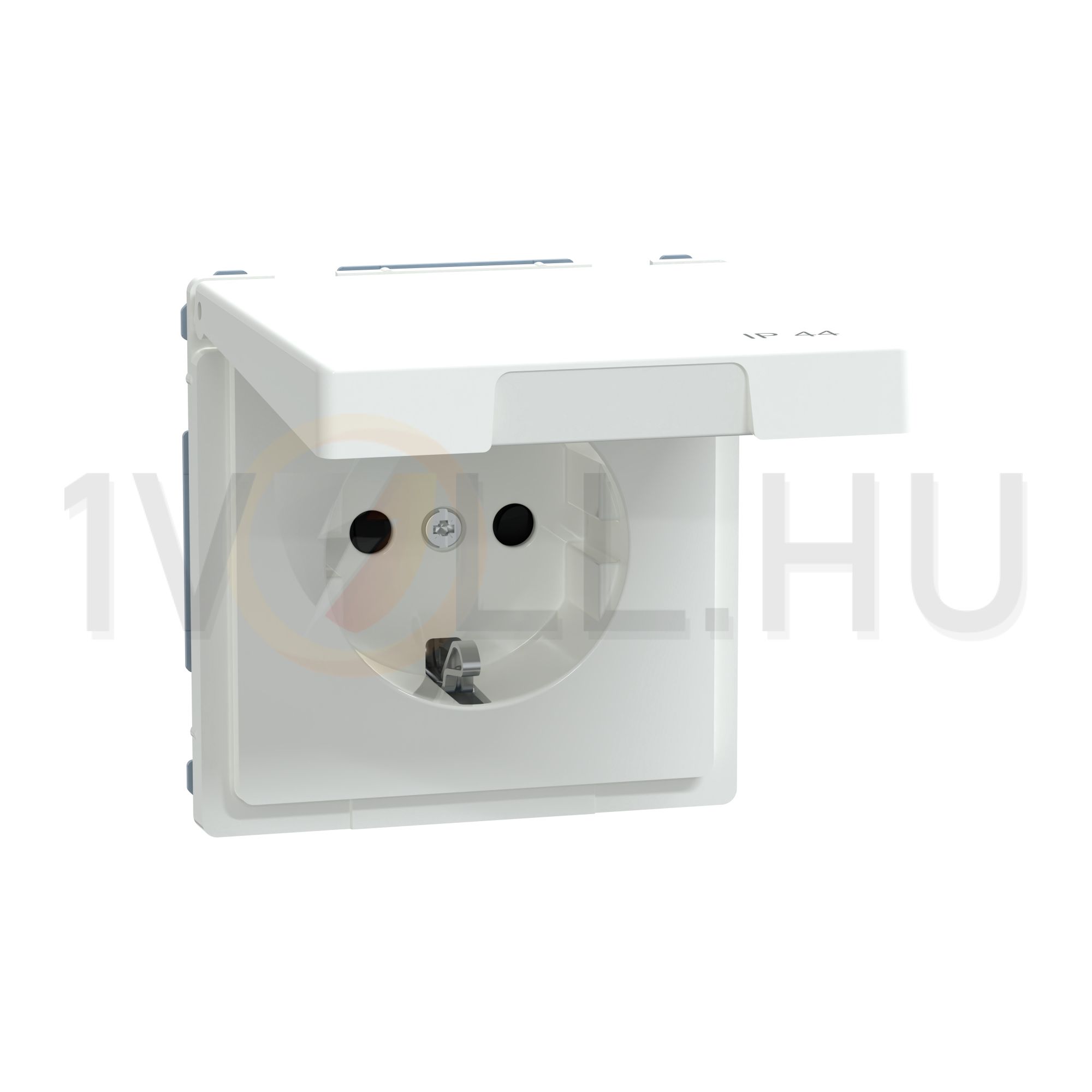 Merten D-Life 162 dugalj földelt csapófedéllel gyerekzárral fehér IP44 süllyesztett Schneider - MTN2314-6035