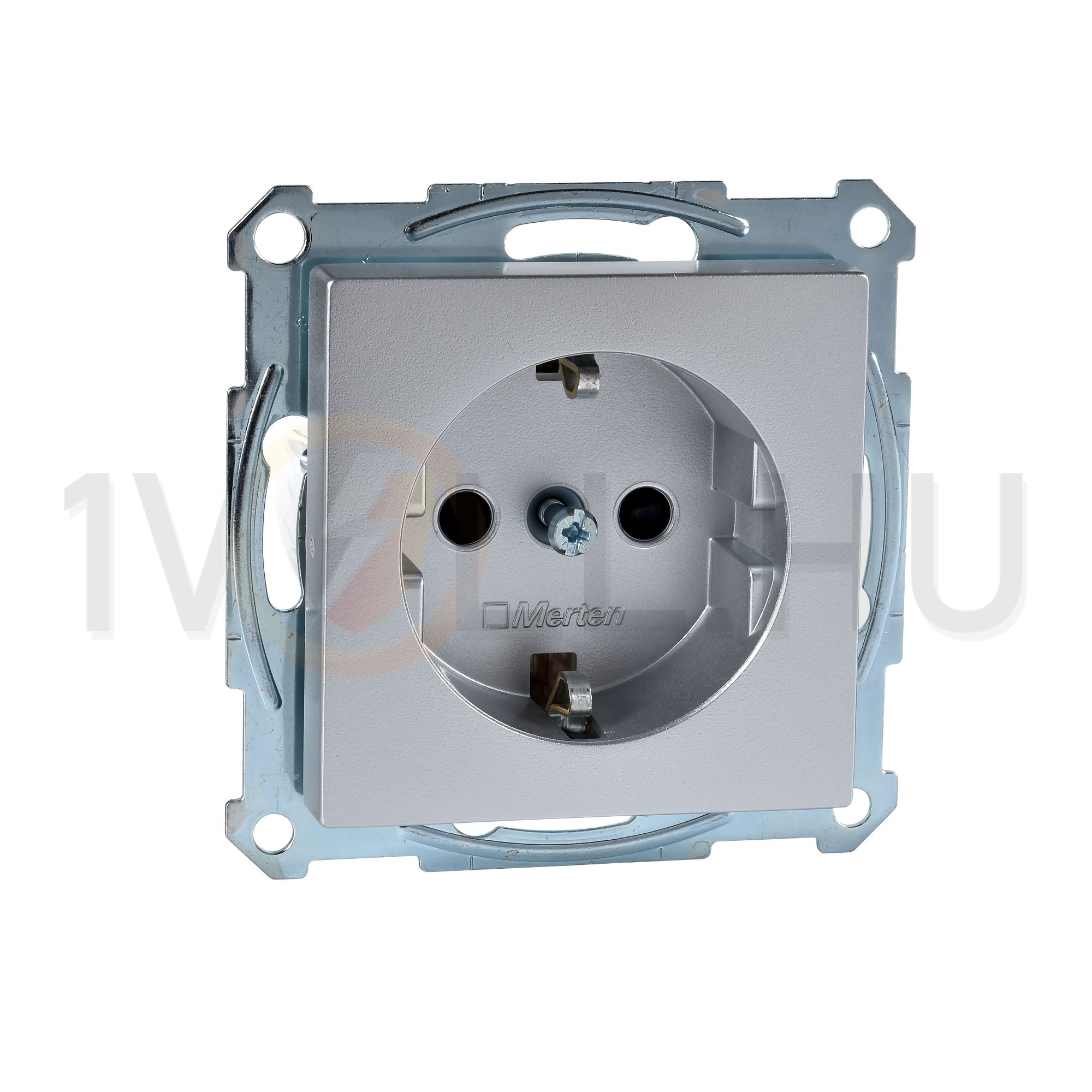 Merten-SM 162 dugalj földelt gyerekzárral alumínium IP20 süllyesztett csavaros Schneider - MTN2400-0460