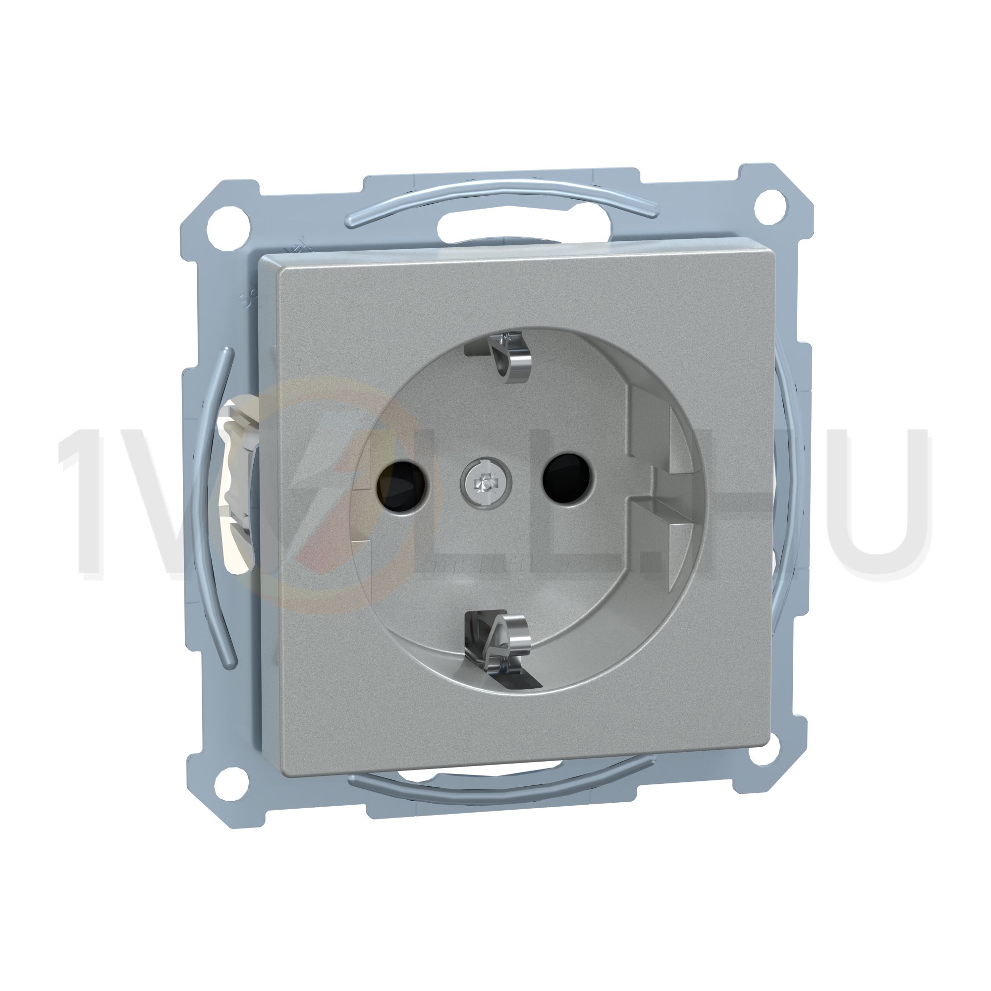 Merten-SM 162 dugalj földelt gyerekzárral alumínium IP20 süllyesztett rugós Schneider - MTN2300-0460