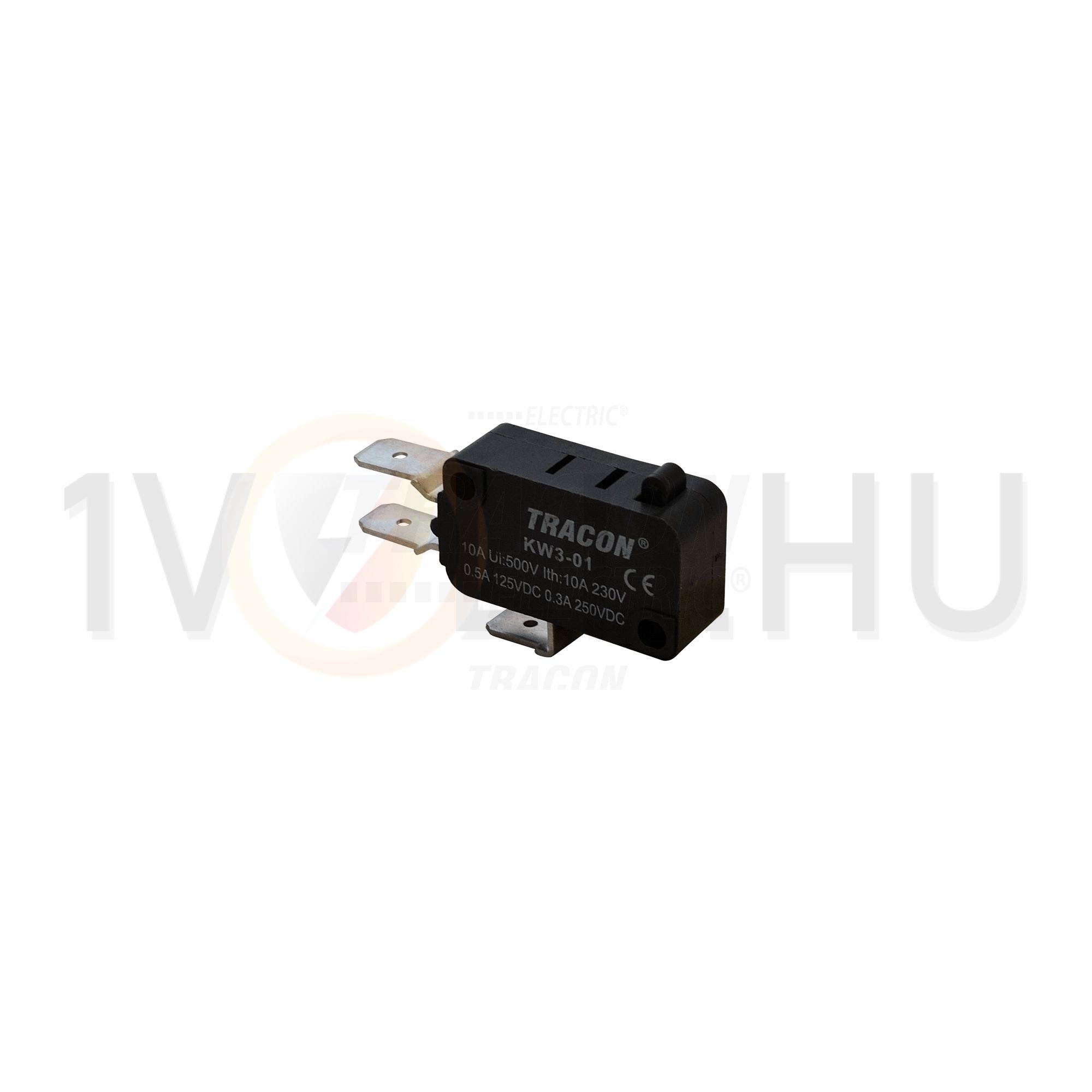 Mikrokapcsoló kúpos nyomórudas műanyag 1v 2A/AC15/230V IP00 csúszó érintkező KW TRACON - KW3-01