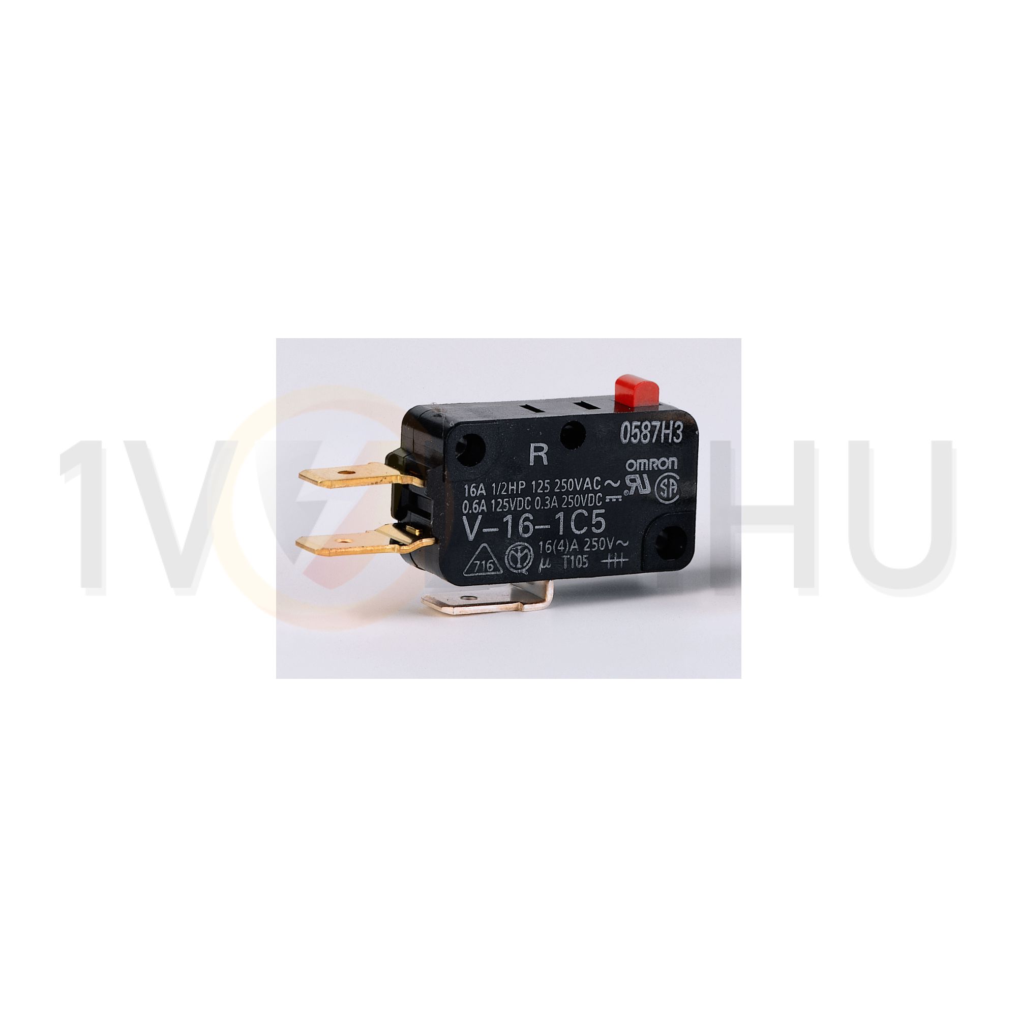Mikrokapcsoló nyomóbütyök műanyag 1v 4A/AC15/230V IP40 csúszó érintkező V-16-1C5(R) OMRON - 109504