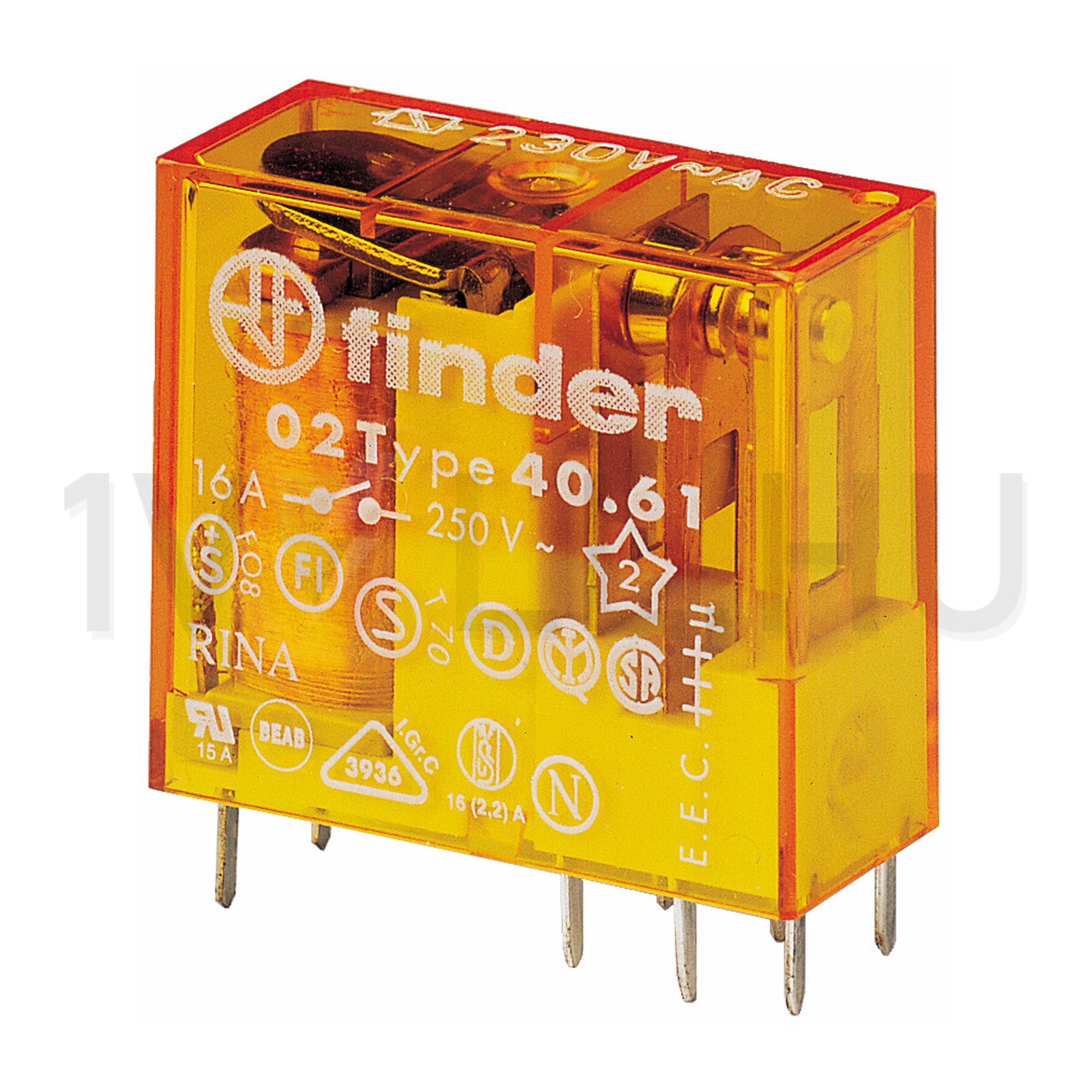 Miniatűr relé NYÁK/dugasz AgNi 16A 1v 16A 230V50Hz monostabil IP20 40.61.8.230.1000 FINDER - 406182301000