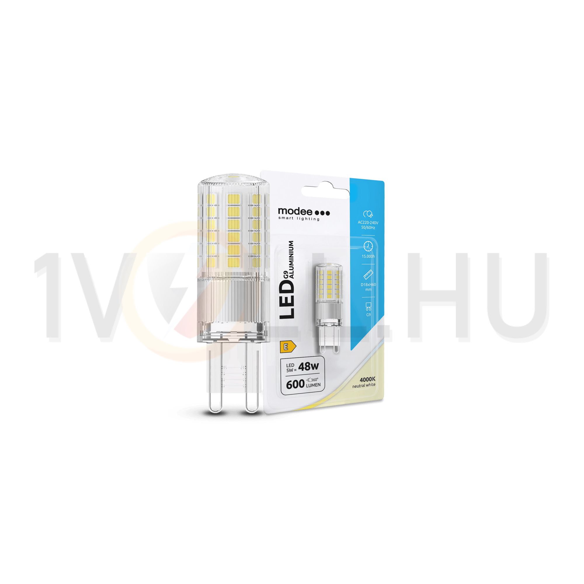 LED lámpa aluminium T18 5W- G9 600lm 840 220-240V AC 50000h 300° 4000K Modee - ML-G9A4000K5WNB1
