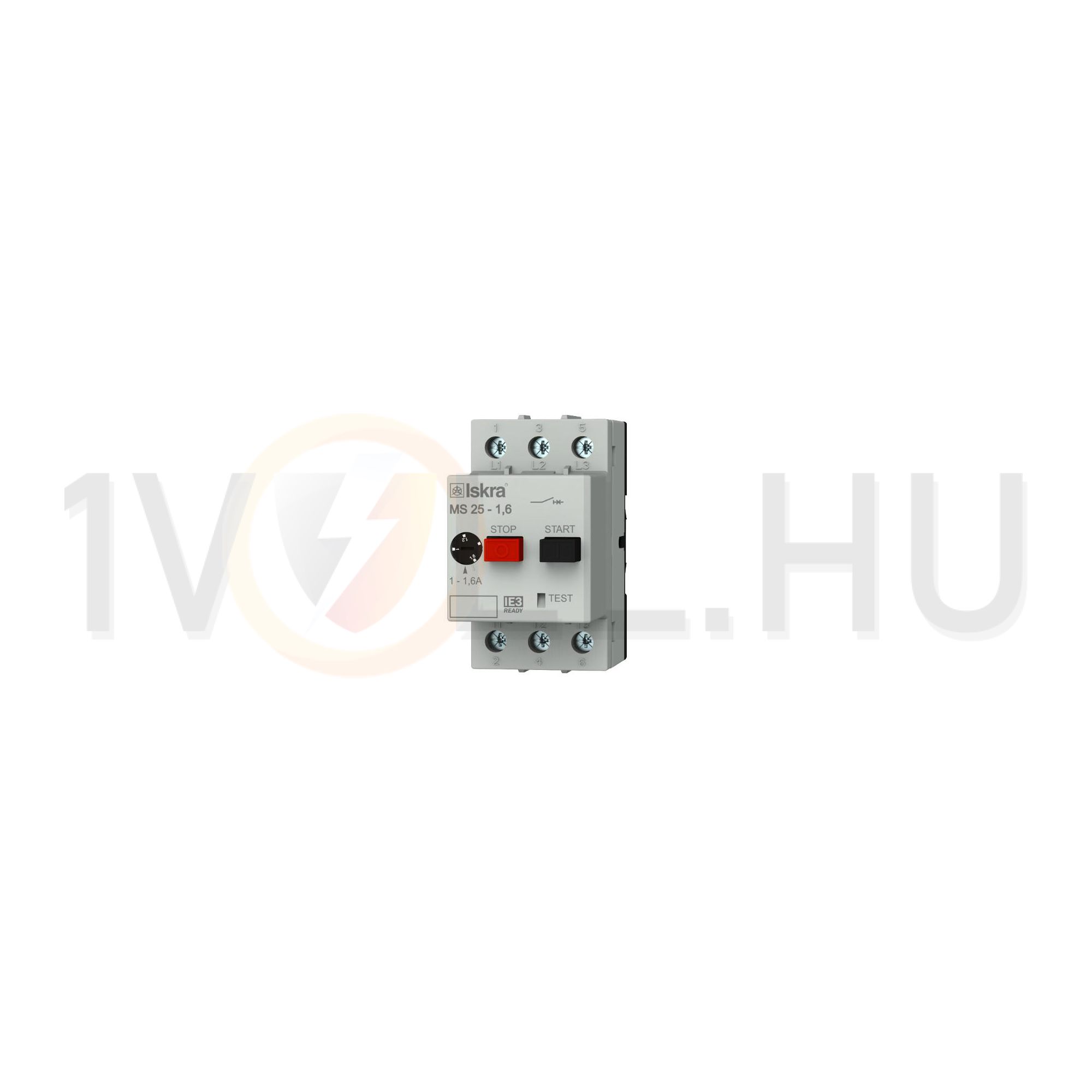 Motorvédő kapcsoló 3P 1-1,6A-hő 50kA fix termomágneses csavaros MS25 Iskra - 30.107.960