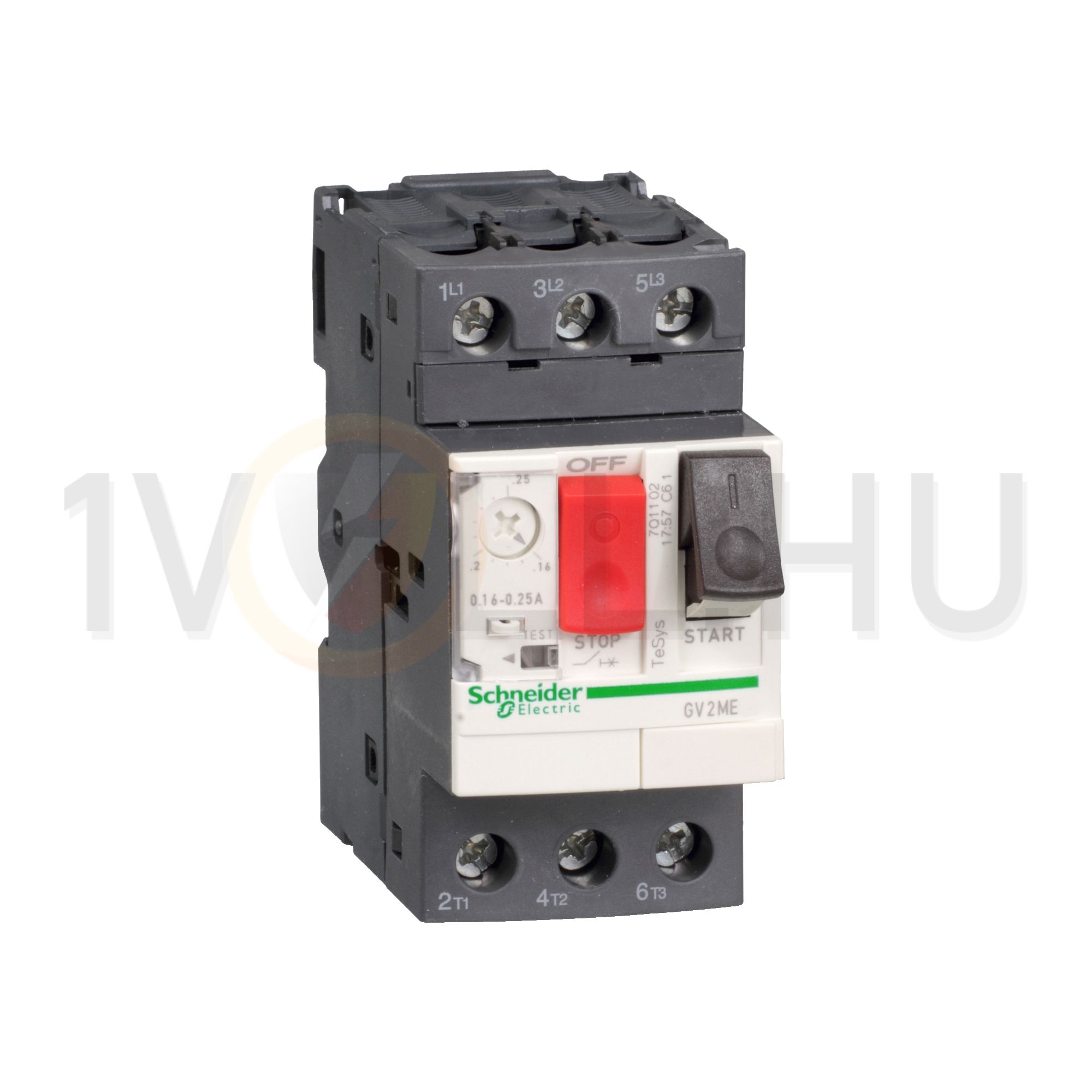 Motorvédő kapcsoló 3P 4-6.3A-hő 100kA fix termomágneses csavaros TeSys GV2-ME Schneider - GV2ME10AP