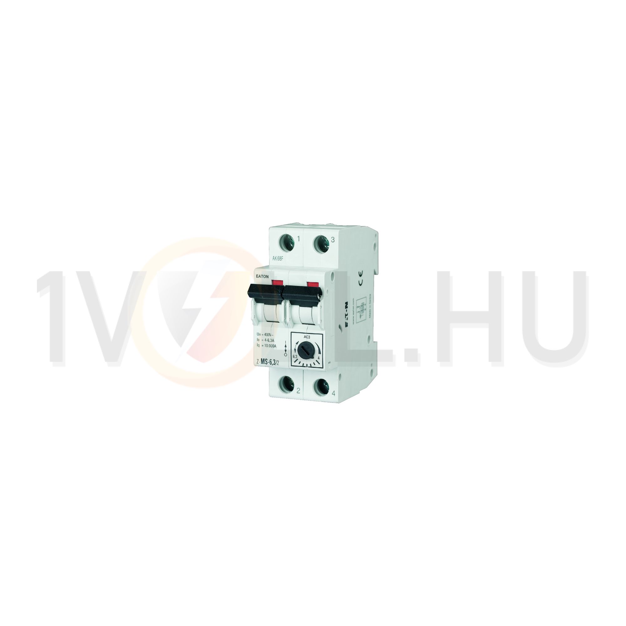 Motorvédő kapcsoló sorolható 6.3-10A-hő 10kA fix mágneses csavaros Z-MS-10/2 EATON - 248398