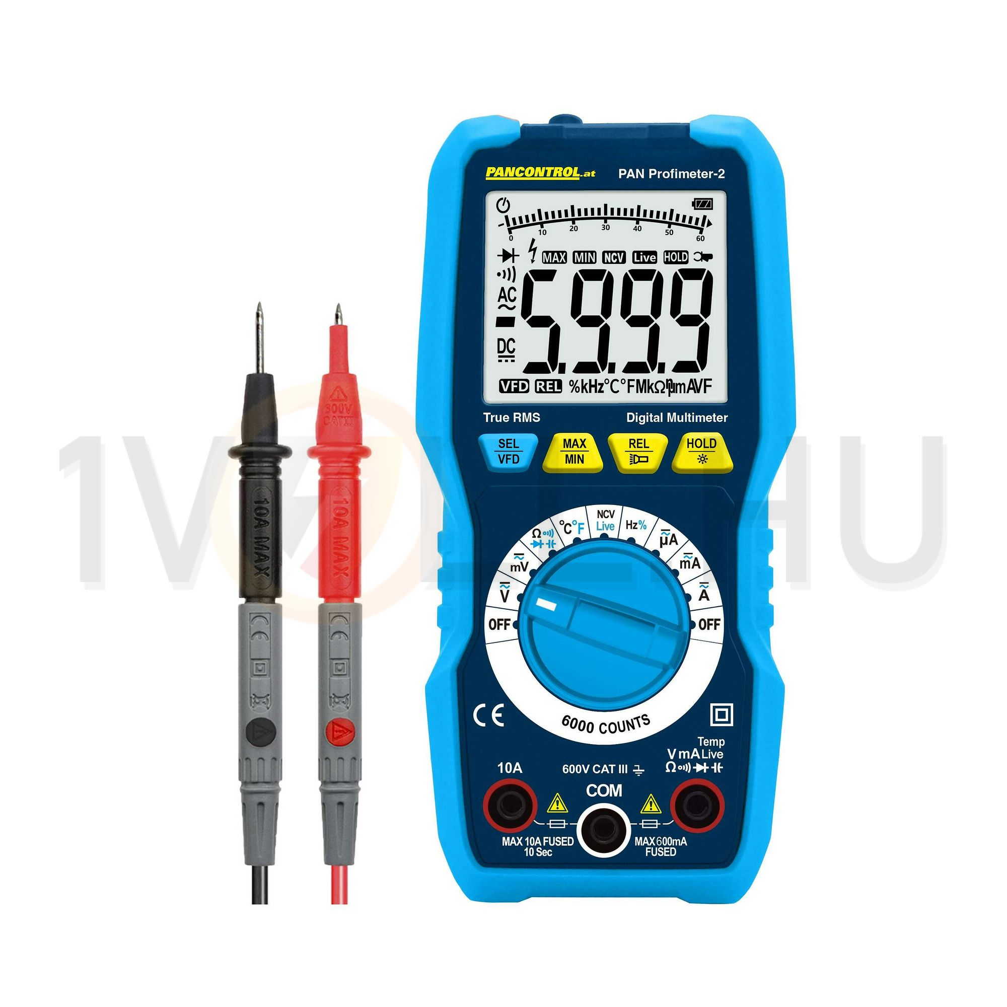 Multiméter V-A-Ohm-µF-°C-Hz LCD digitális 600VDC 600VAC 10ADC 10AAC PAN Profimeter-2 Pancontrol - PROFIMETER-2