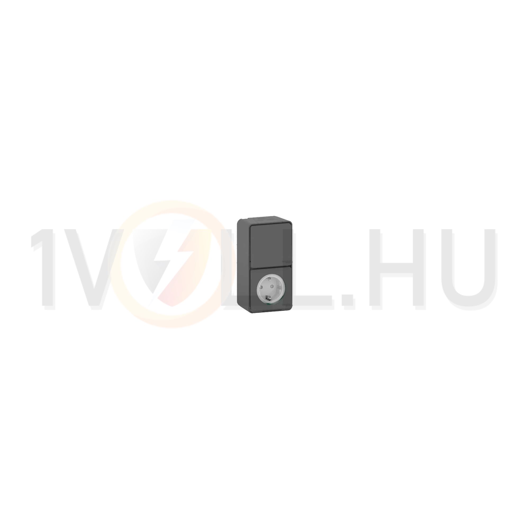 MurevaStyl 162 dugalj + 106 váltókapcsoló betét komplett házban szürke falonkívüli Schneider - MUR36024