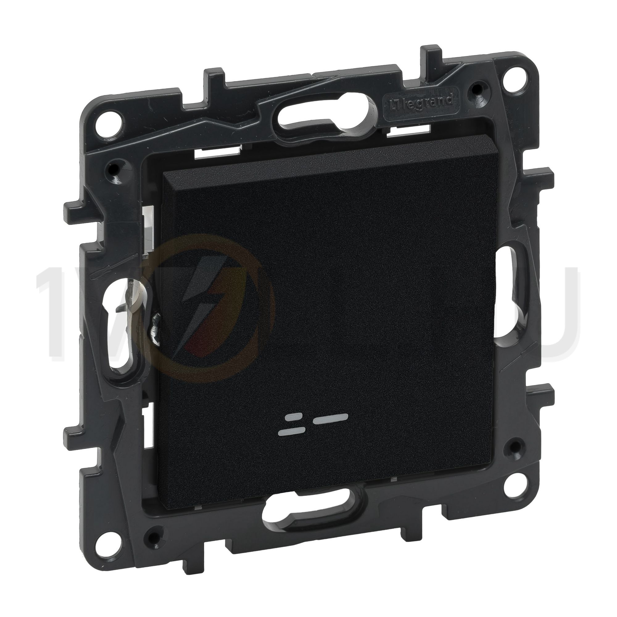 NiloéStep 101 1P kapcsoló +jelzőfény betét közp. fedéllel fekete süllyesztett rugós IP20 LEGRAND - 863511