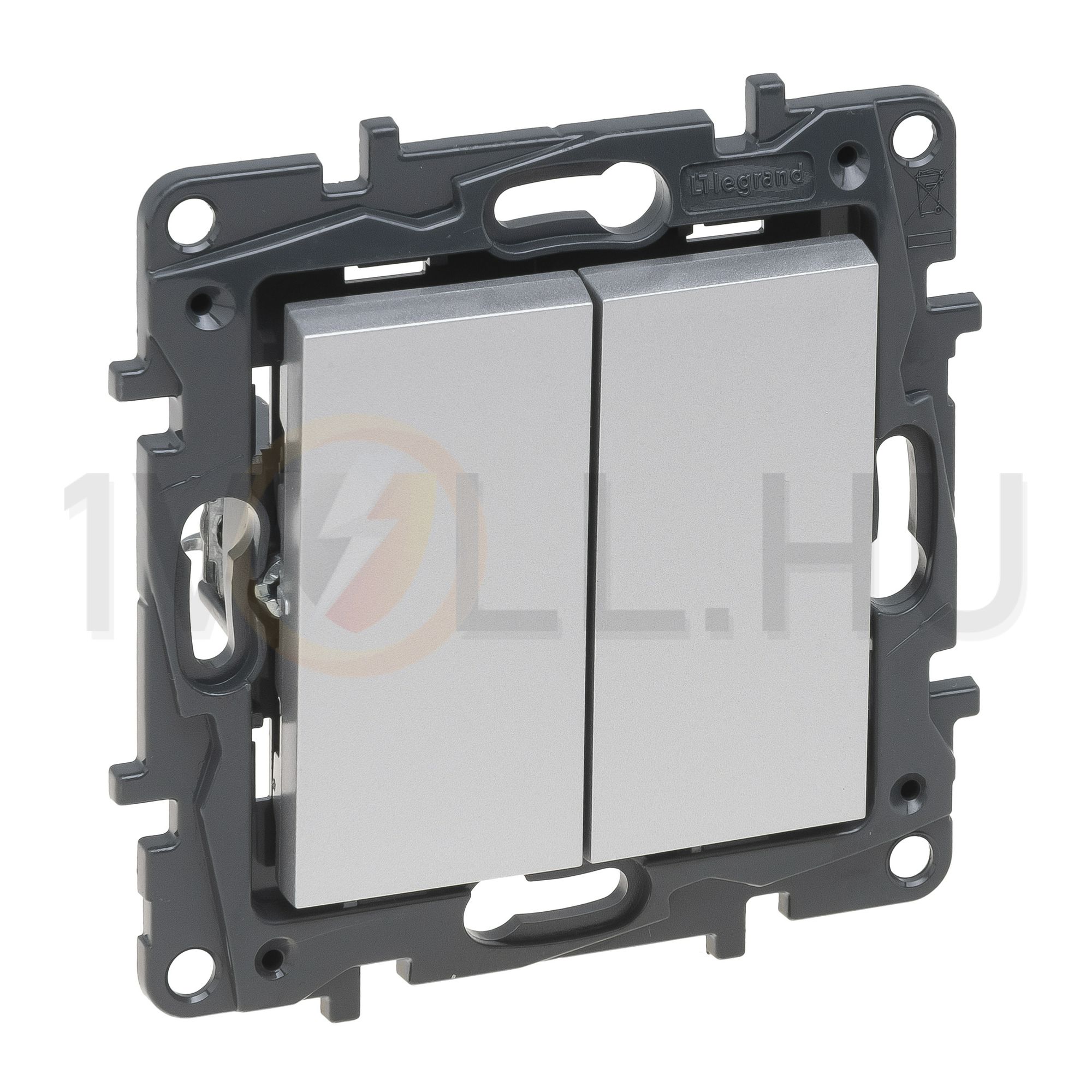 NiloéStep 105 2x1P csillárkapcsoló betét közp. fedéllel alumínium süllyesztett rugós IP20 LEGRAND - 863305