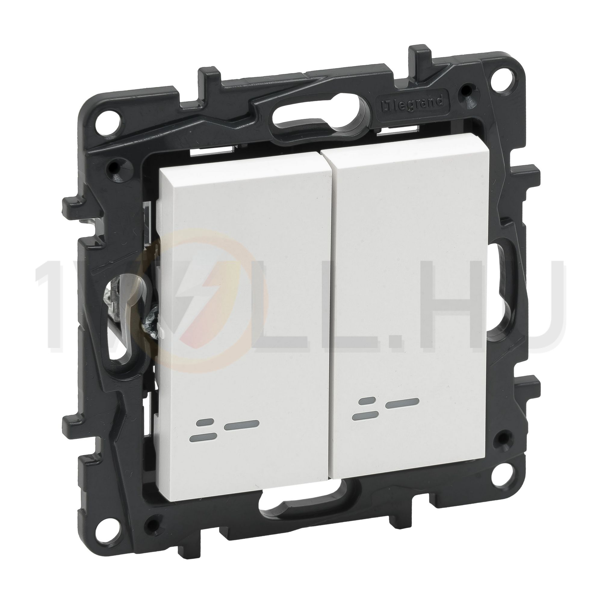 NiloéStep 105 2x1P csillárkapcsoló +jelzőfény betét közp. fedéllel fehér süllyesztett LEGRAND - 863115