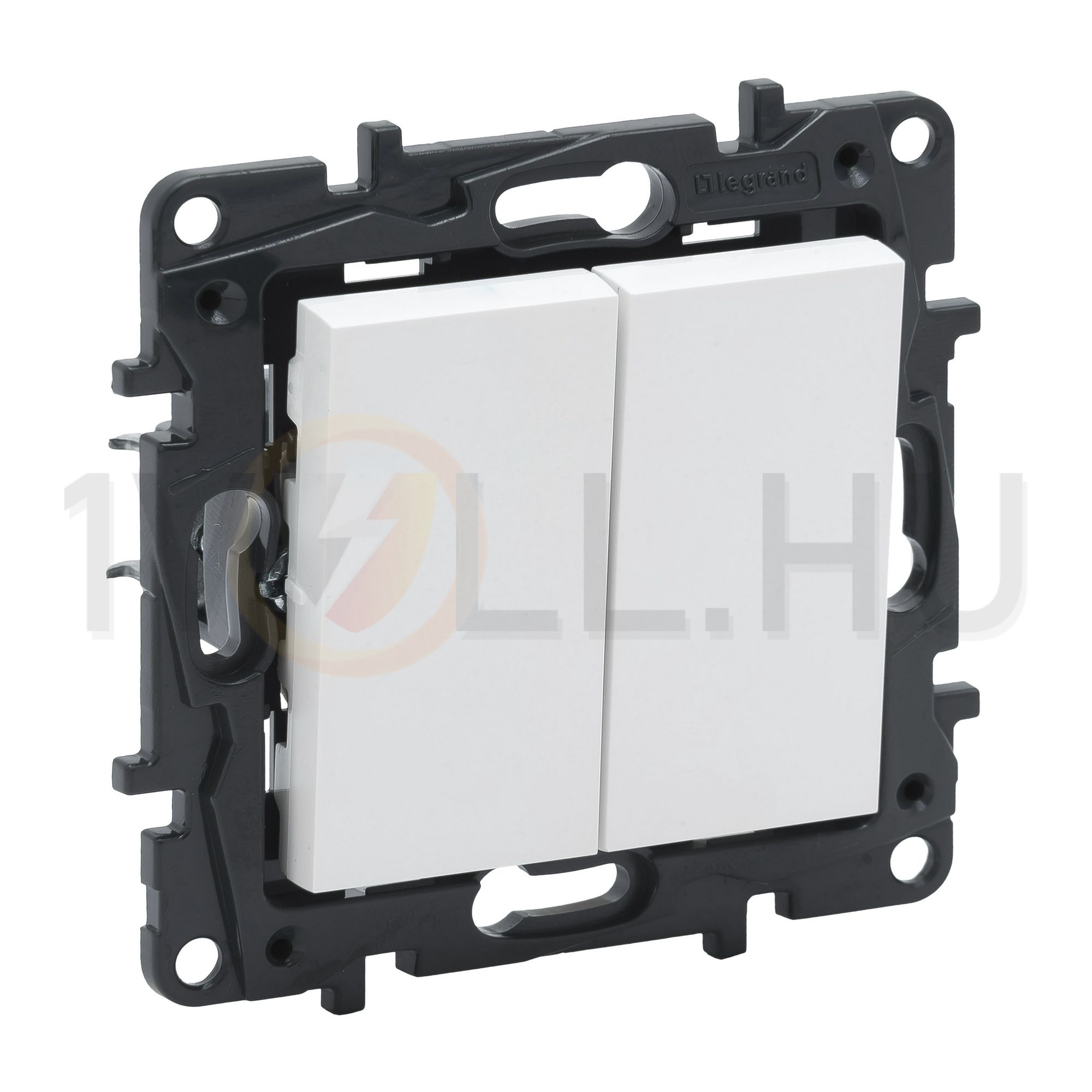 NiloéStep 106+6 kettős váltókapcsoló betét közp. fedéllel fehér süllyesztett rugós IP20 LEGRAND - 863108