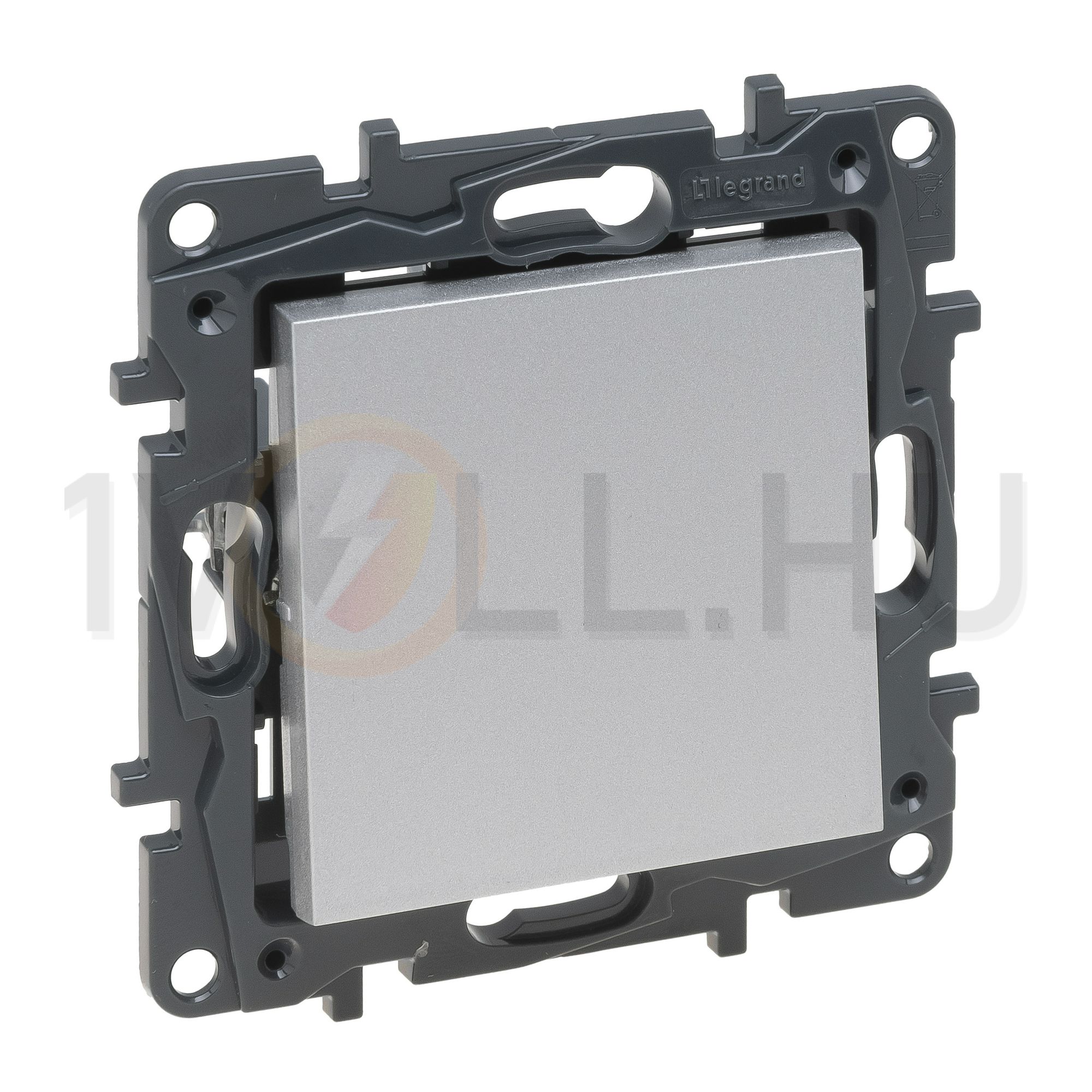 NiloéStep 106 váltókapcsoló betét közp. fedéllel alumínium süllyesztett rugós IP20 LEGRAND - 863306