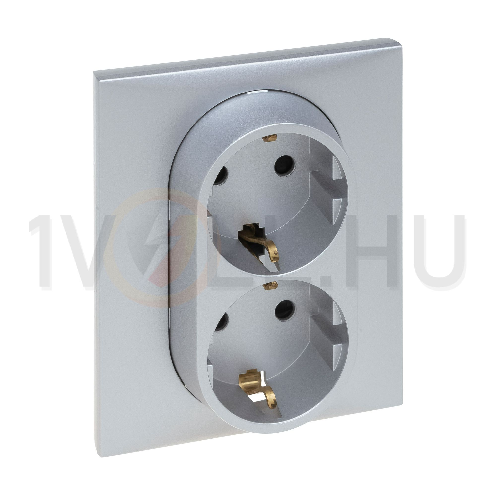 NiloéStep 162/2 dugalj földelt gyerekzárral alumínium IP20 süllyesztett csavaros LEGRAND - 863322