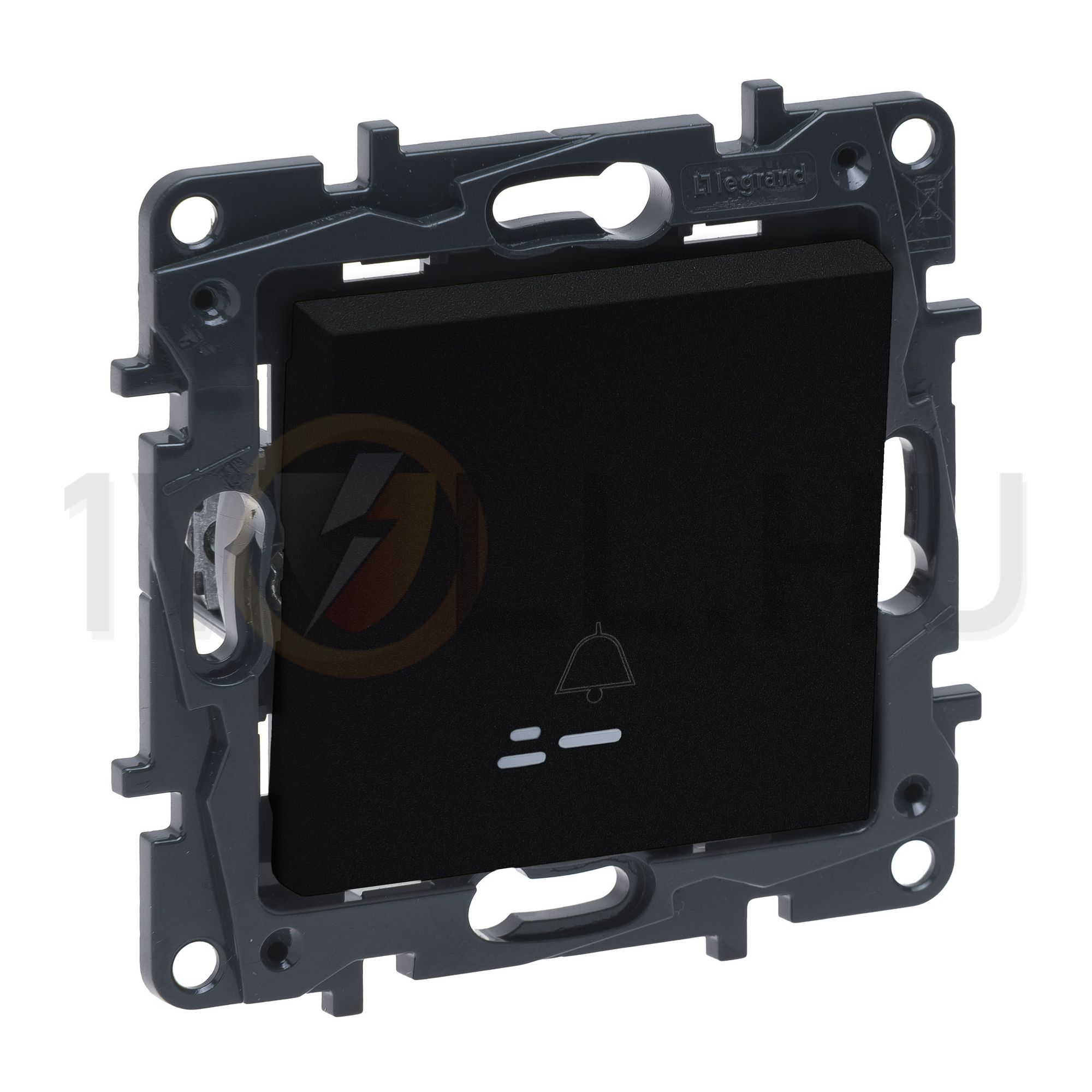 NiloéStep N101 nyomó jelzőfénnyel betét közp. fedéllel 1- billentyűs 1z fekete csengő LEGRAND - 863510