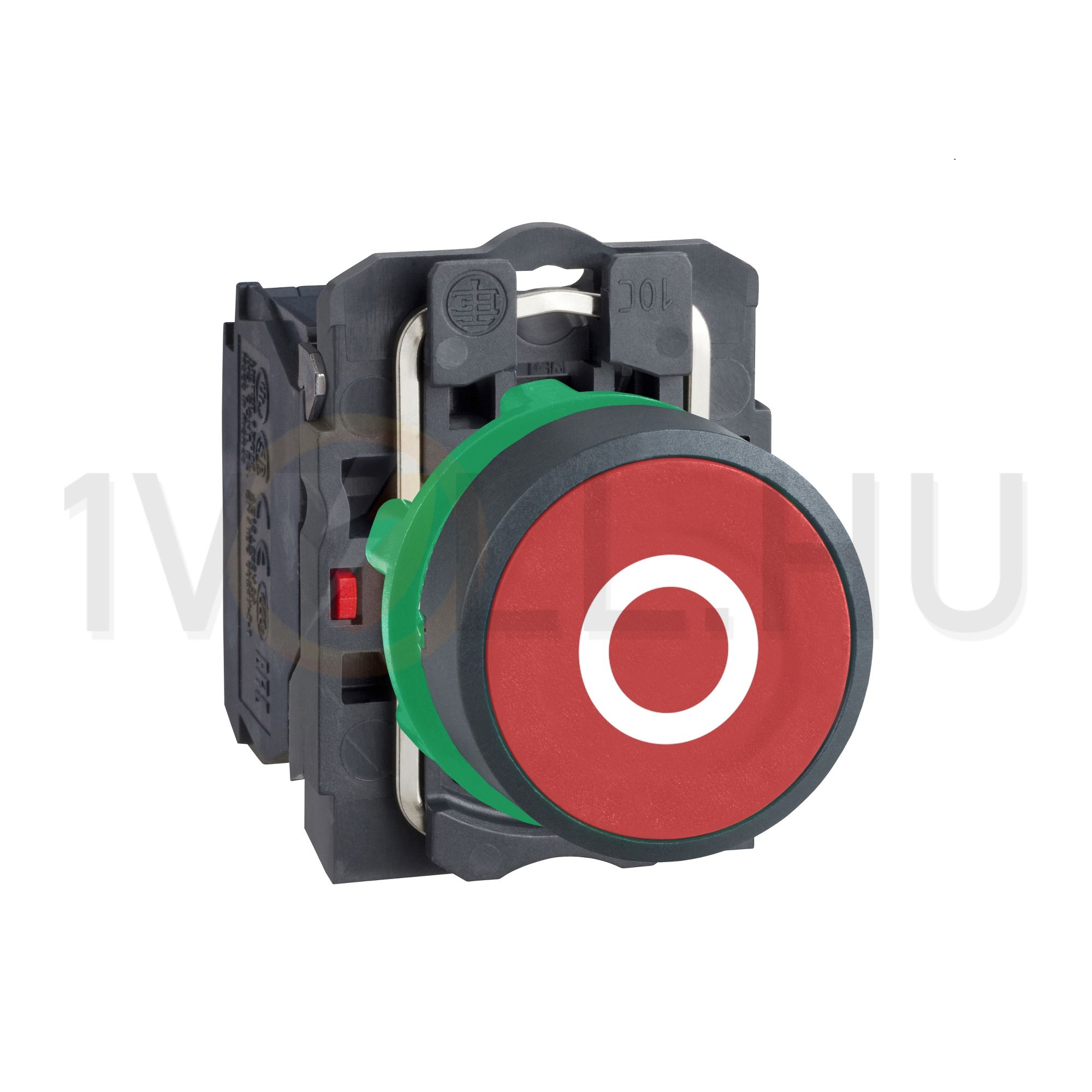 Nyomógomb komplett műa. d22 O piros/zöld lapos visszaugró 1ny csavaros Harmony XB5 Schneider - XB5AA4322
