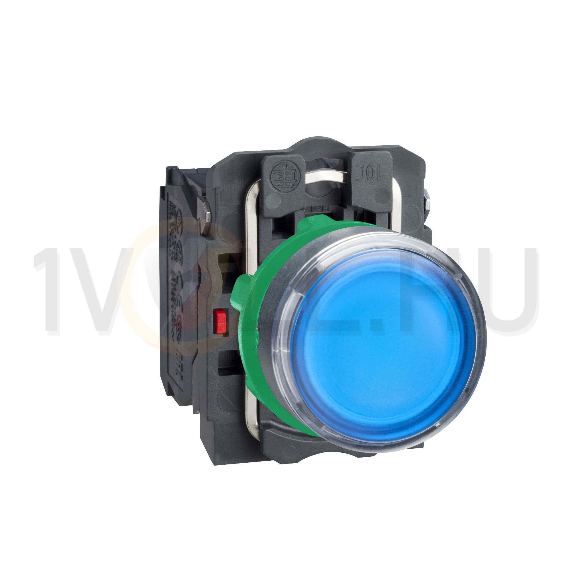 Nyomógomb komplett műa. d22 világító kék lapos visszaugró 1z 1ny csavaros Harmony XB5 Schneider - XB5AW36B5