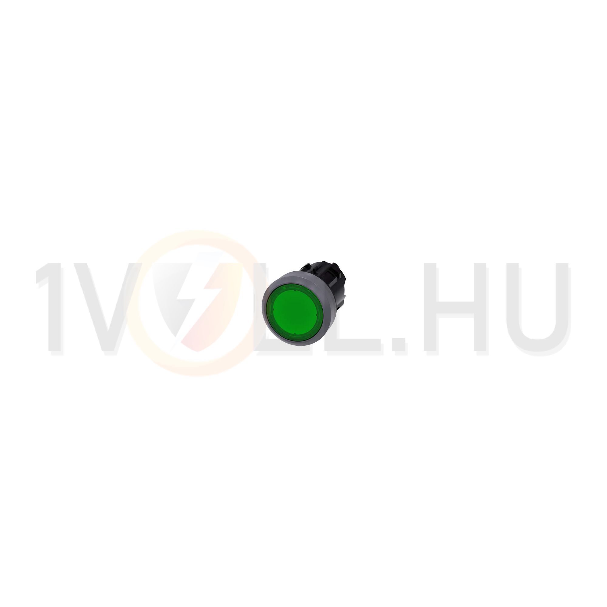 Nyomógombfej műanyag d22 világító lapos zöld visszaugró kerek SIRIUS ACT SIEMENS - 3SU1031-0AB40-0AA0