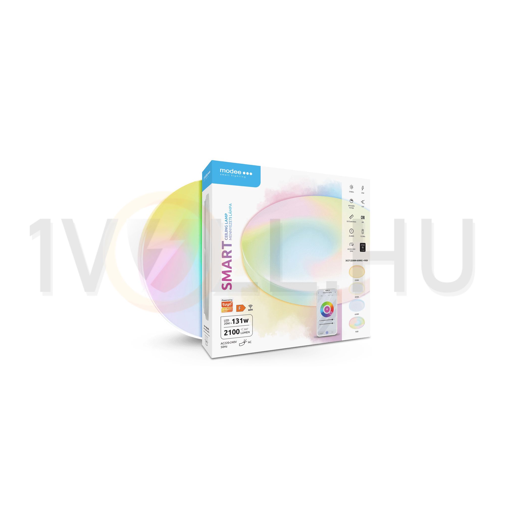 Okos LED lámpatest (Tuya Wi-Fi) WRGB falonkívüli 1x 20W 220-240V AC IP20 LED Smart Modee - MSL-CL20WRGB