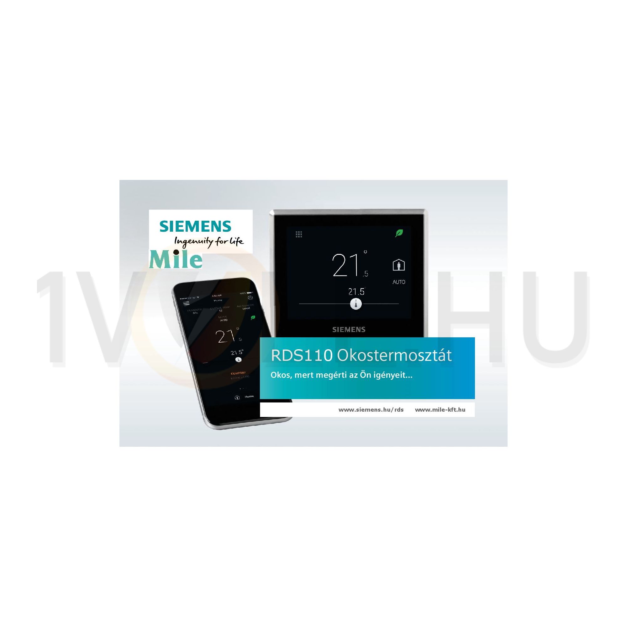 Okos szobatermosztát WiFi programozható színes LCD 2kimenet érzékelős falonkívüli RDS SIEMENS - RDS110