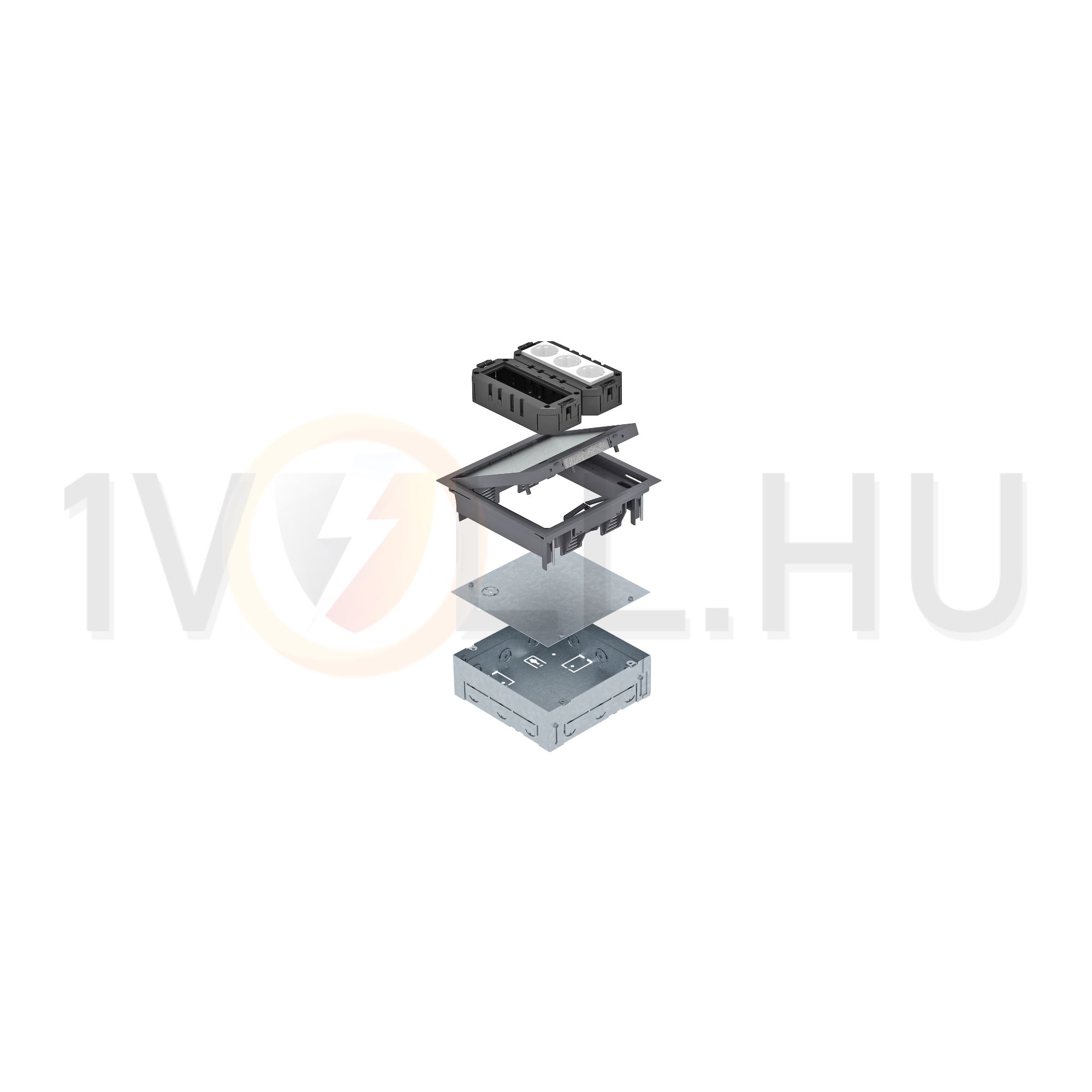 Padlódoboz komplett betonozható +3dugalj poliamid (PA) szürke UDHOME GES4 7011 OBO-BETTERMANN - 7427410