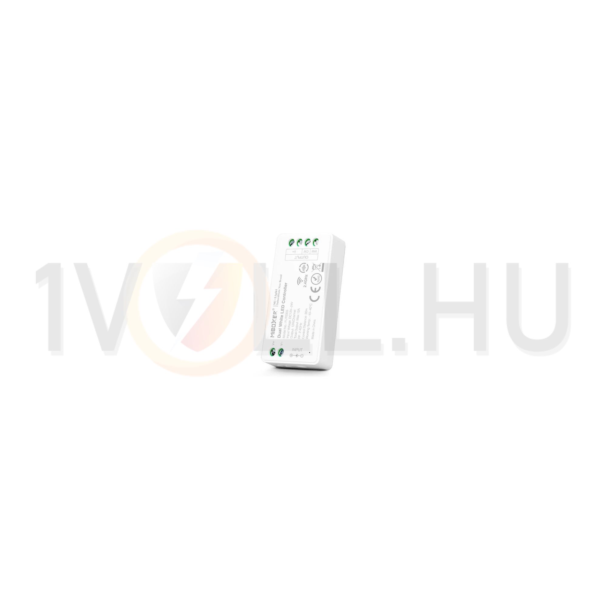 RF LED vezérlő 2,4GHz 2-csatorna 2in1 dimmer/CCT 144-288W 12-24V 12000mA IP20 Mi-Light - FUT035S+