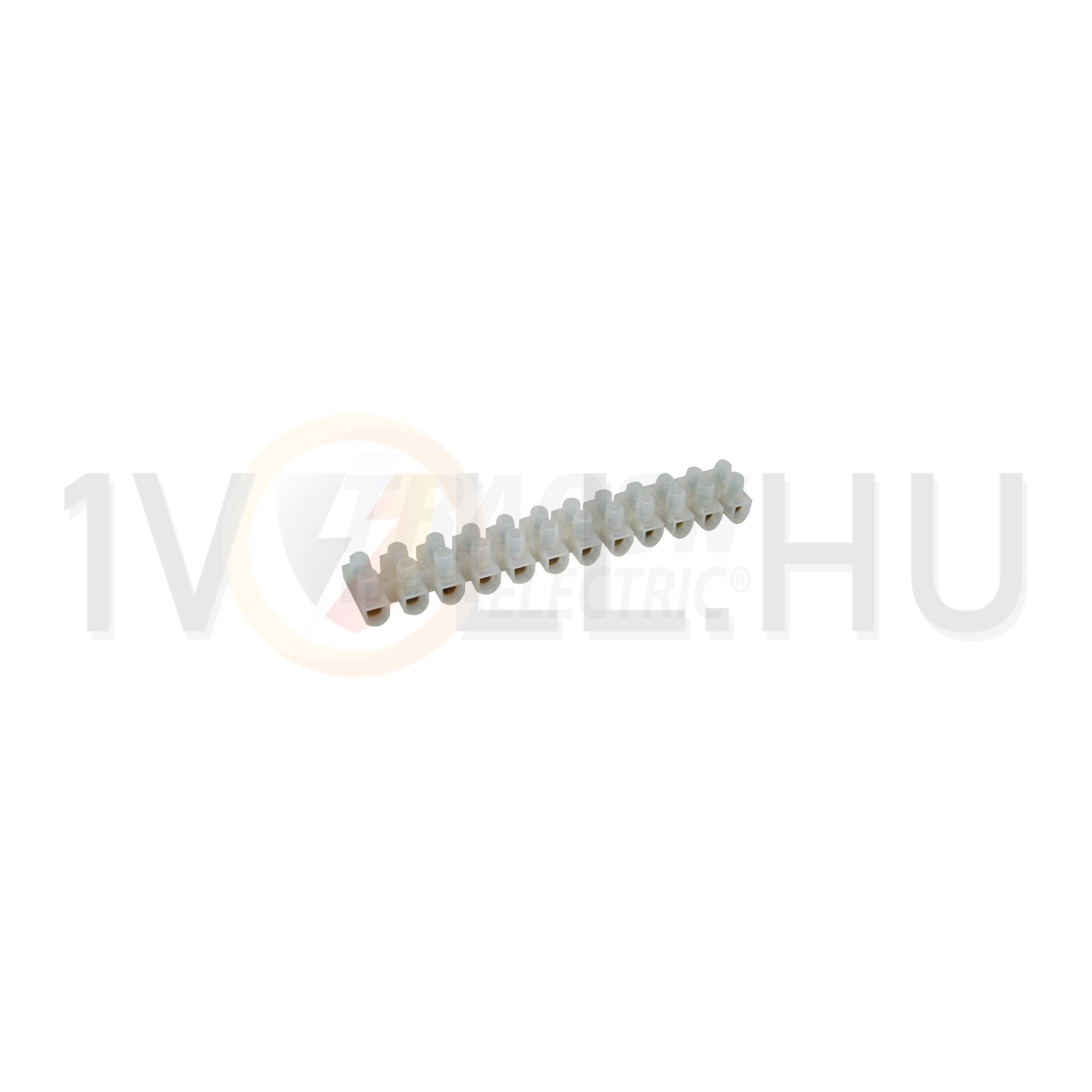 Sorkapocssáv nyomólemezes darabolható flexi 12P 50A 450V termoplaszt 10mm2/sokerű fehér TRACON - S15A-H-L