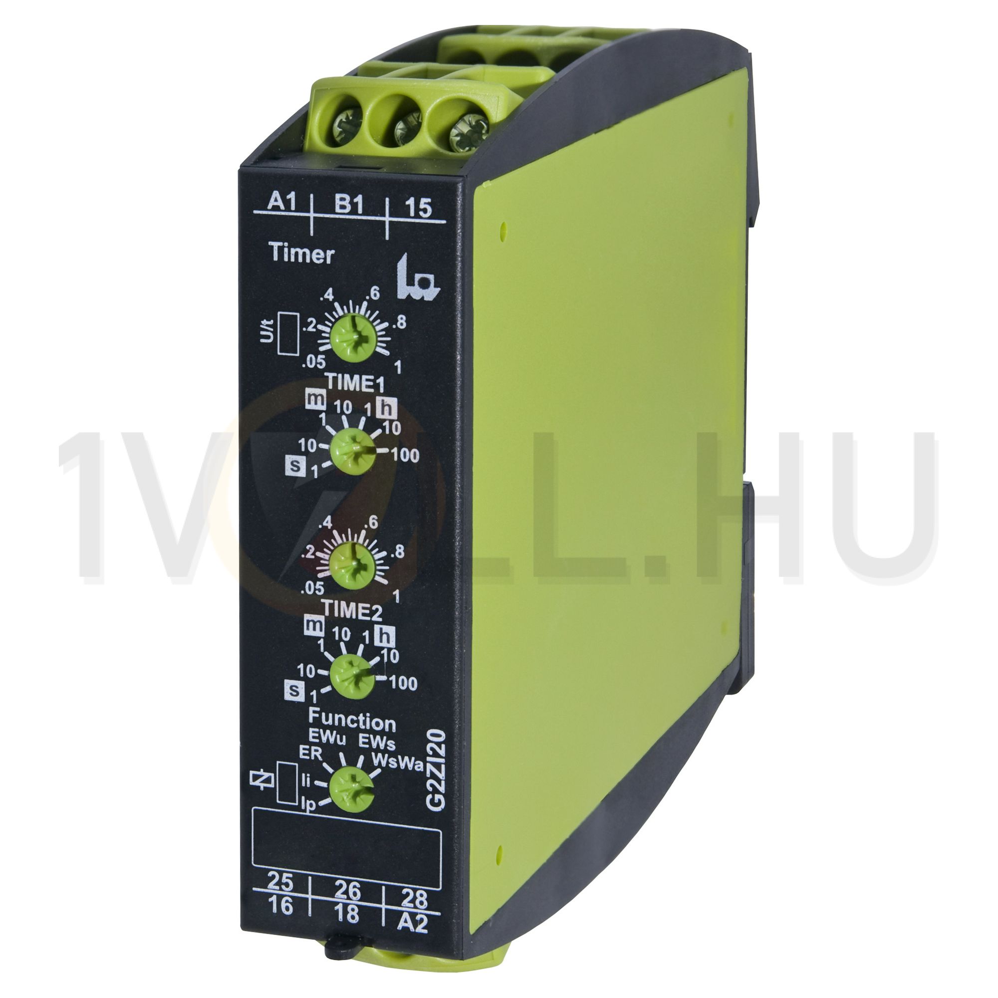 Sorolható időrelé 8-funkciós 0,05s–100h 2-v 12-240V50Hz 12-240VDC Gamma G2ZI20 Tele-Haase - 120501
