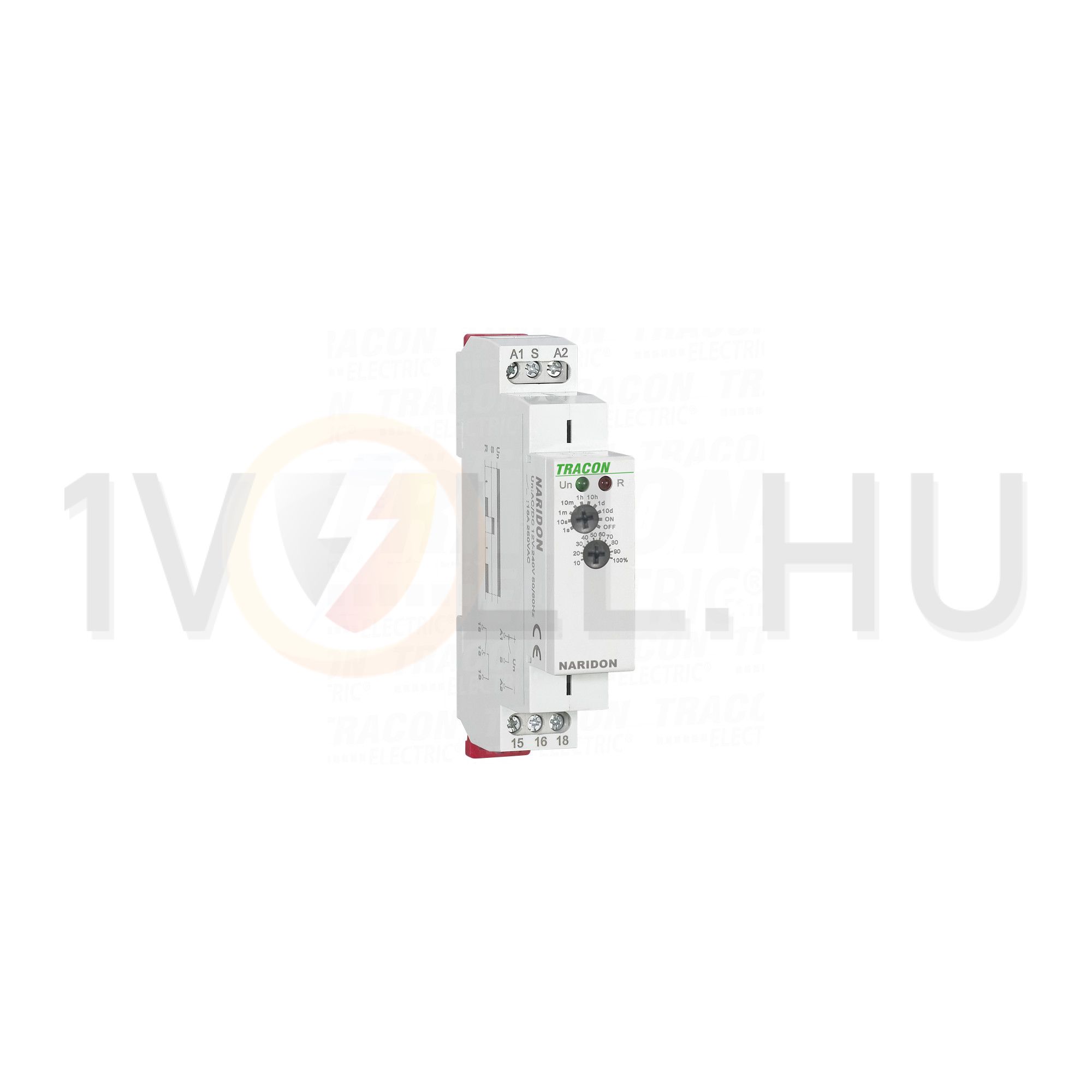 Sorolható időrelé meghúzáskésl. 0,1s-10nap 1-v 16A 12-240V AC/DC 1M TRACON - NARIDON