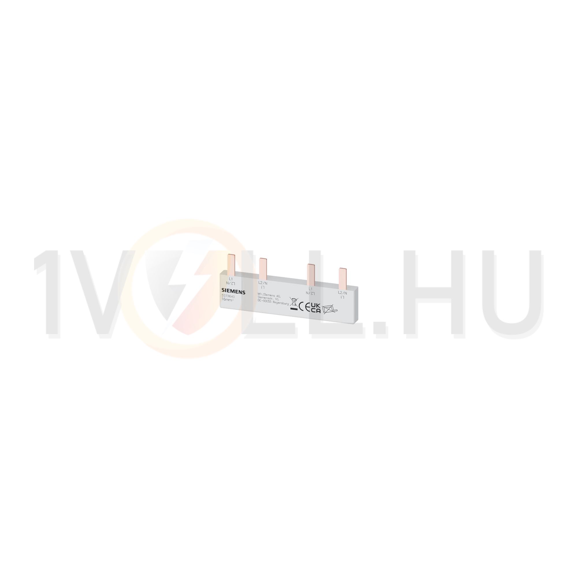 Sorolósín 2P kismegszakítókhoz csapos-csatlakozás 2F 2P 80A 16mm2/ 76mm x szigetelt N-sínes 18mm-osztás 2-készülék SENTRON SIEMENS - 5ST3640