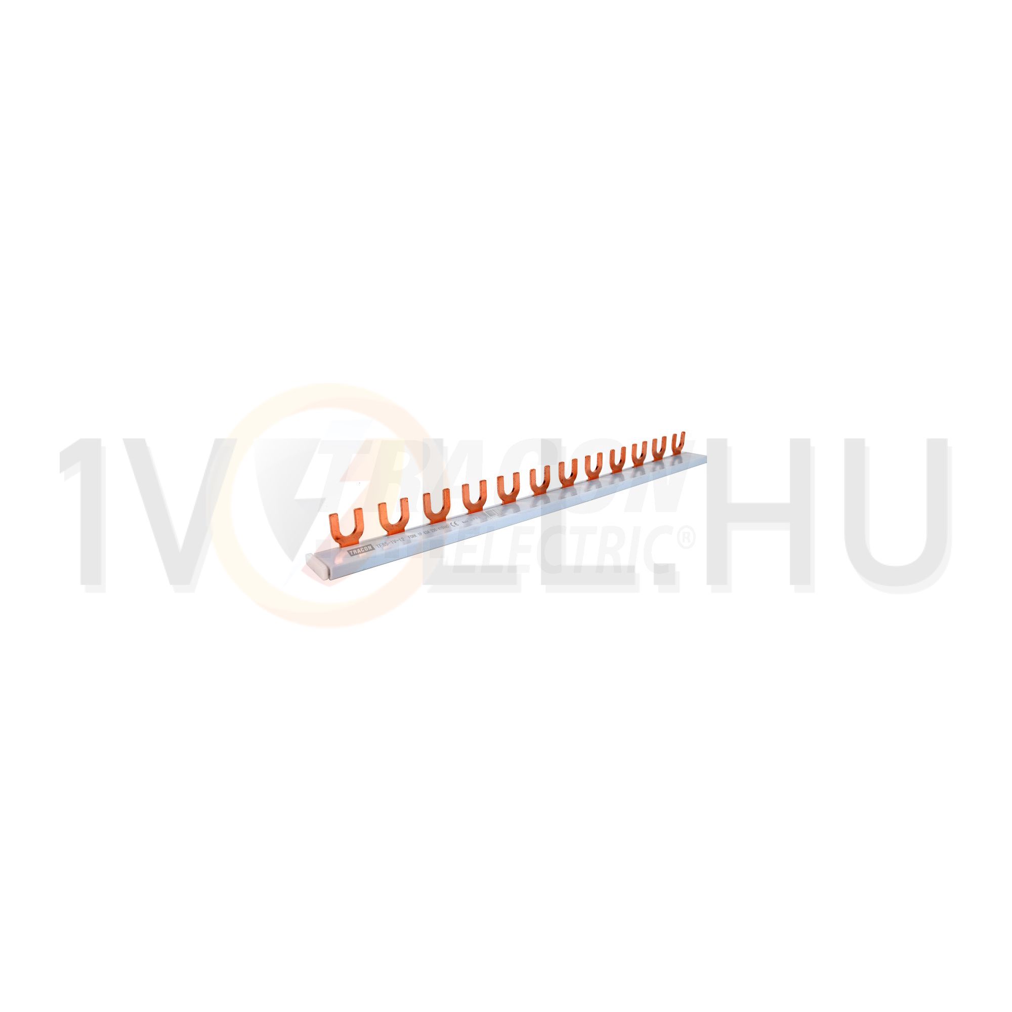 Sorolósín villás 1F 1P 63A 10mm2 215mmx szigetelt 18mm-osztás 12-készülék TRACON - TFSS-1V-12