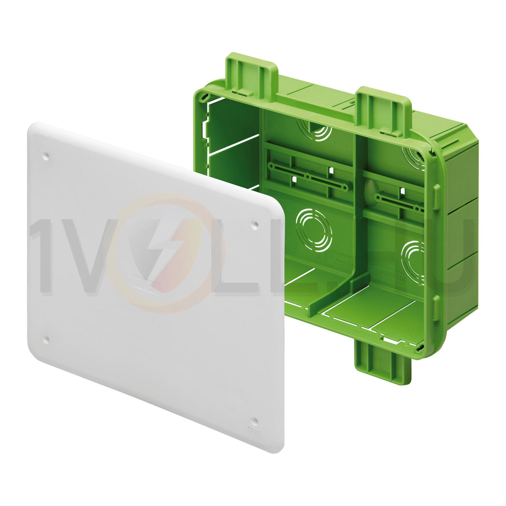 Süllyesztett kötő-/szerelvénydoboz DIN-sínnel téglalap 480mm x 160mm x műanyag zöld 48PT GEWISS - GW48009PM