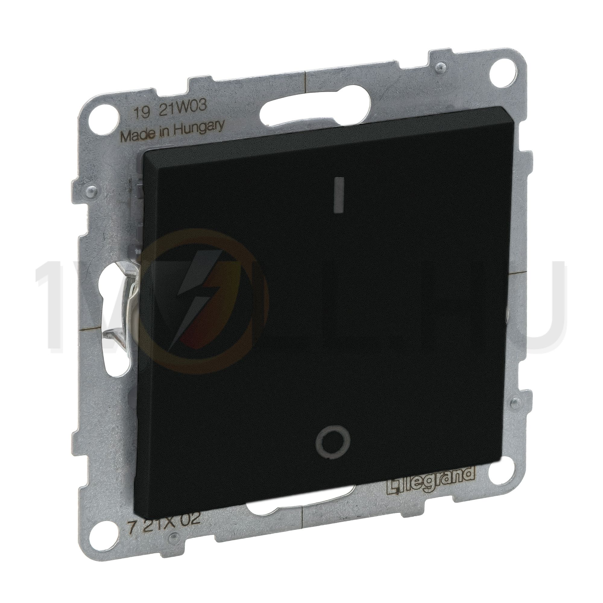 Suno 102 2P kapcsoló (O-I) 102 2P kapcsoló betét közp. fedéllel fekete süllyesztett IP20 LEGRAND - 721402