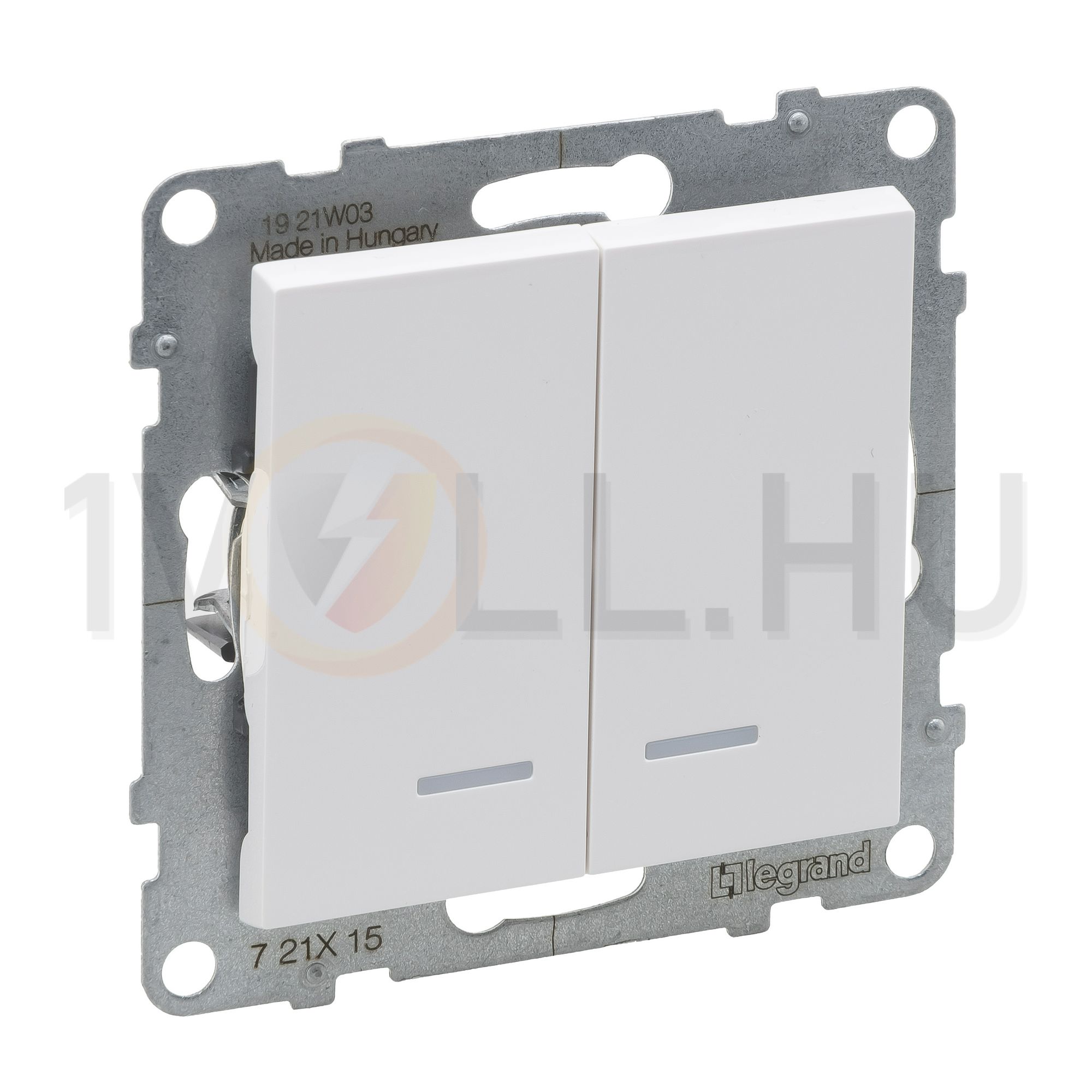 Suno 105 2x1P csillárkapcsoló +jelzőfény 101 1P kapcsoló betét közp. fedéllel fehér rugós LEGRAND - 721115