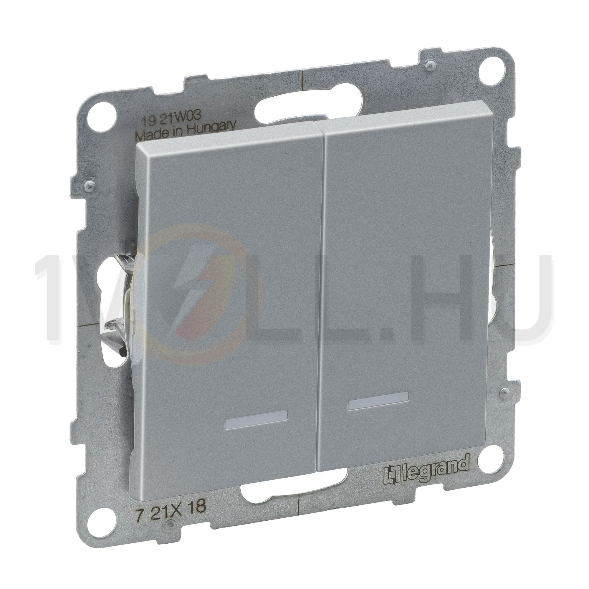 Suno 106+6 kettős váltókapcsoló +jelzőfény 106+6 kettős váltókapcsoló alumínium rugós LEGRAND - 721318