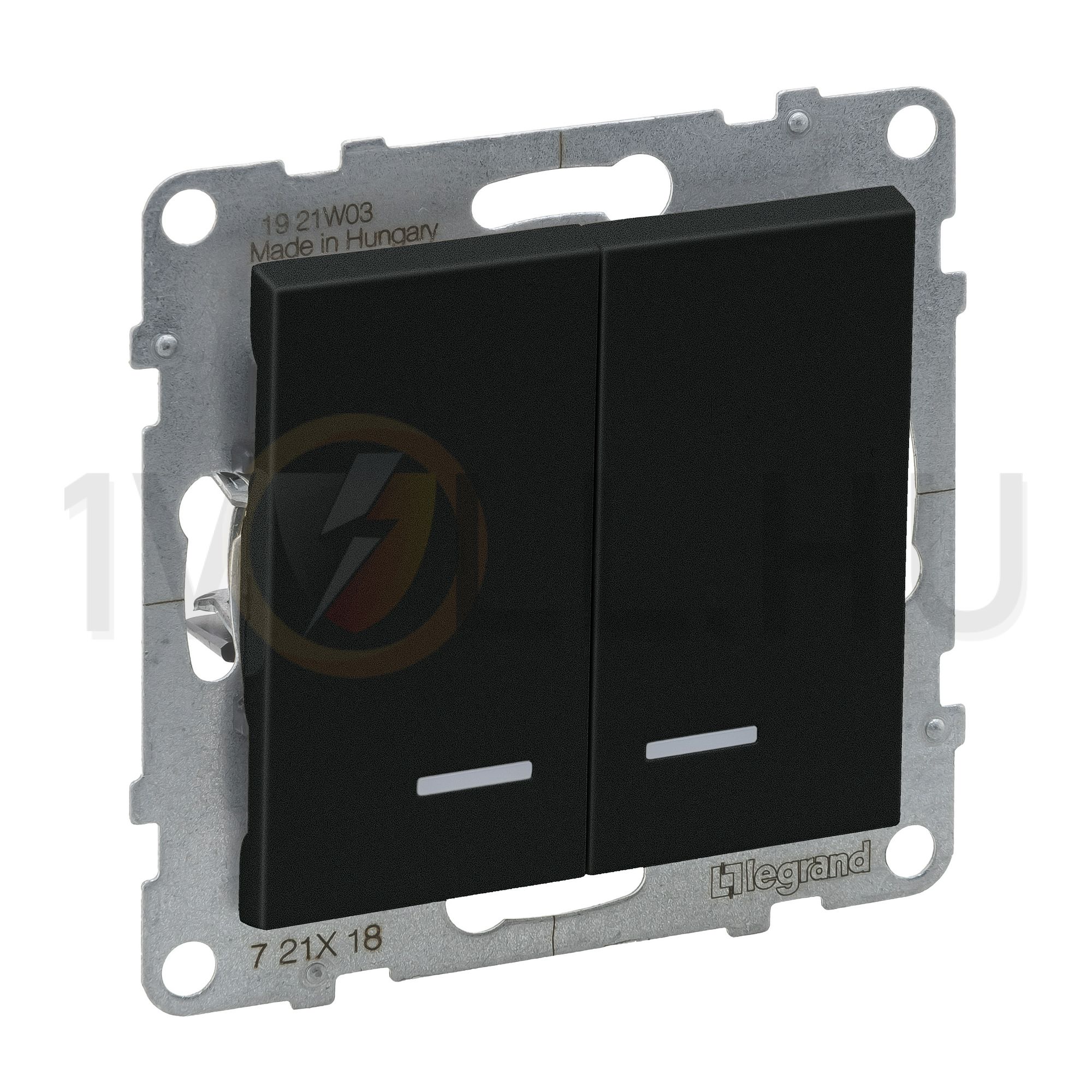 Suno 106+6 kettős váltókapcsoló +jelzőfény 106+6 kettős váltókapcsoló fekete süllyesztett LEGRAND - 721418