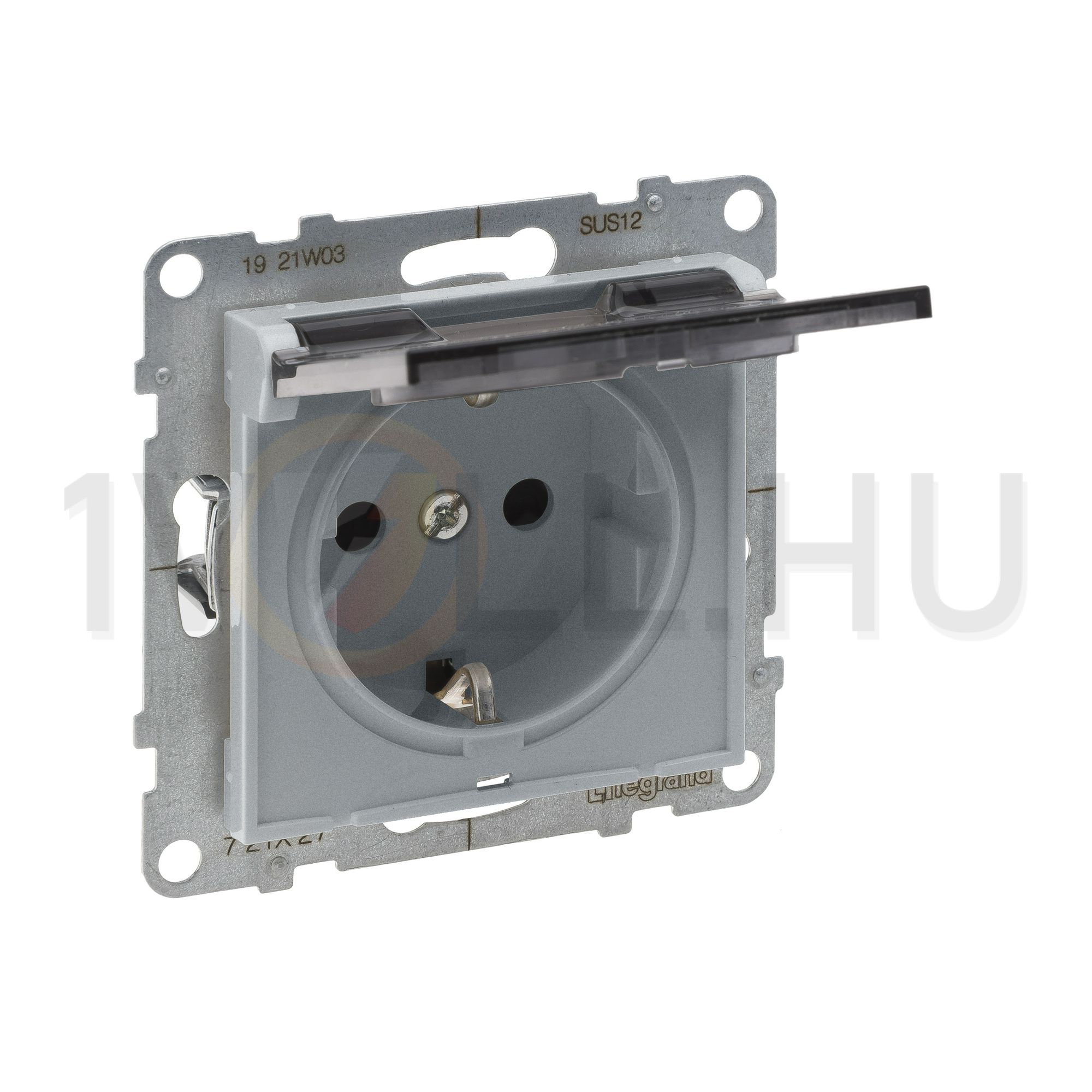 Suno 162 dugalj földelt csapófedéllel gyerekzárral alumínium IP21 süllyesztett rugós LEGRAND - 721327