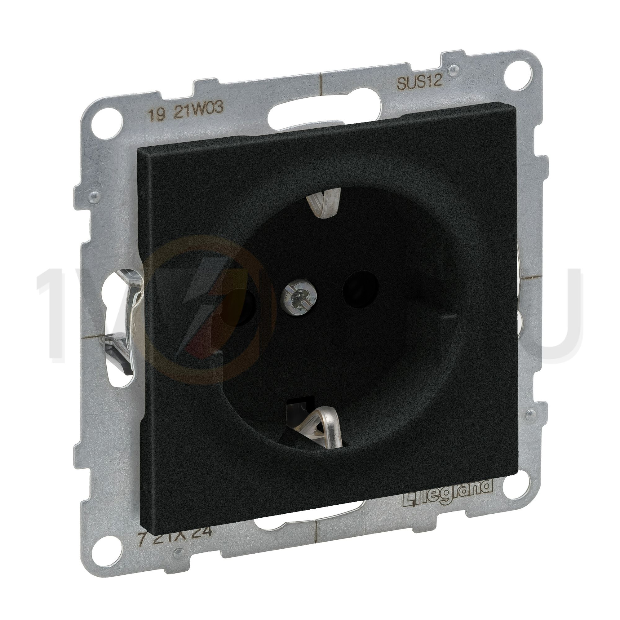 Suno 162 dugalj földelt gyerekzárral fekete IP20 süllyesztett csavaros LEGRAND - 721424