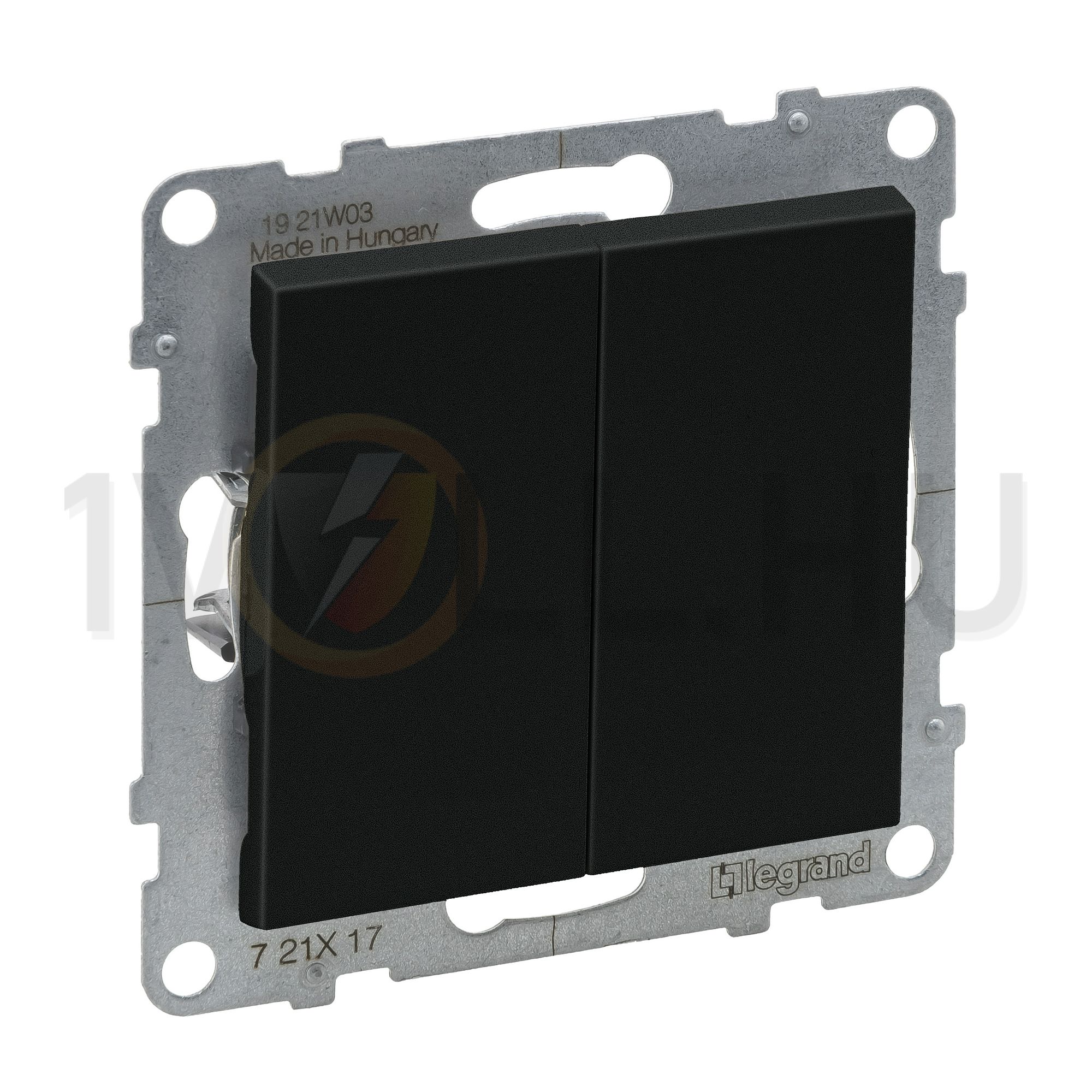 Suno N101 nyomó betét közp. fedéllel 2- nyomógomb 2z fekete IP20 süllyesztett dmax. LEGRAND - 721417